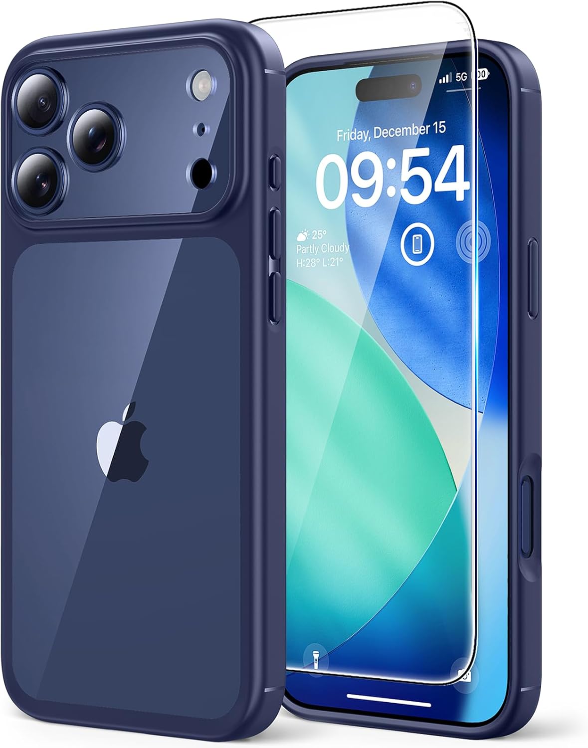 TAURI for iPhone 17 Pro Case with 1-Pack Screen Protector, Camera Lens Full Protection, Military-Grade Protection, Shockproof Transparent Back Bumper Phone Cover - Clear