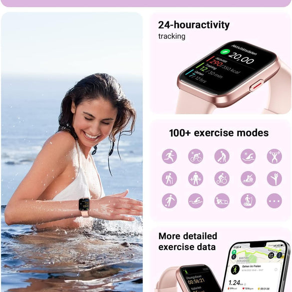 Smart Watch for Men Women (Answer/Make Call), Alexa Built-in, 1.8" Touch Screen Fitness Watch with SpO2 Sleep Monitor, 100 Sport, IP68 Waterproof Step Counter Smartwatch for iOS Android