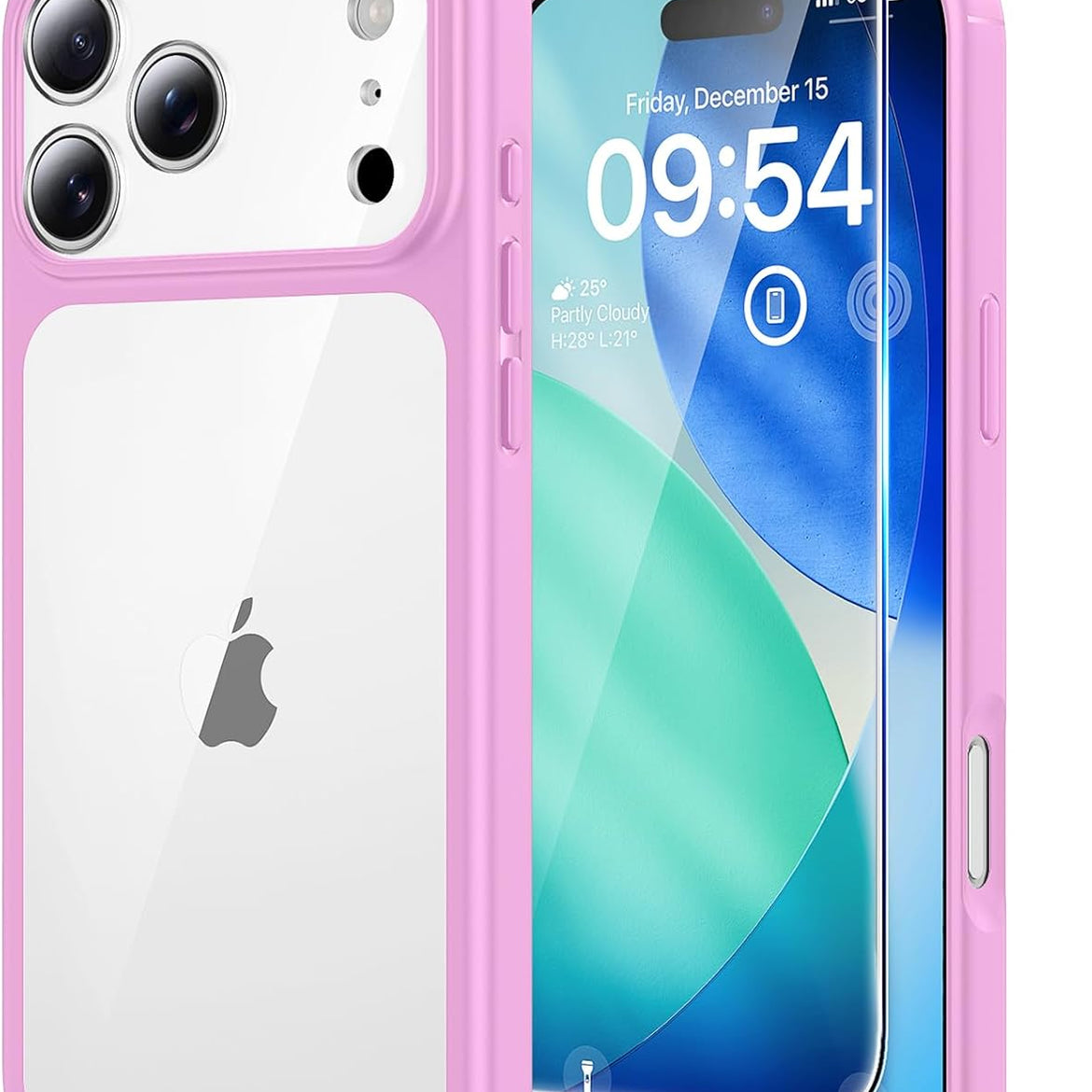 TAURI for iPhone 17 Pro Case with 1-Pack Screen Protector, Camera Lens Full Protection, Military-Grade Protection, Shockproof Transparent Back Bumper Phone Cover - Clear