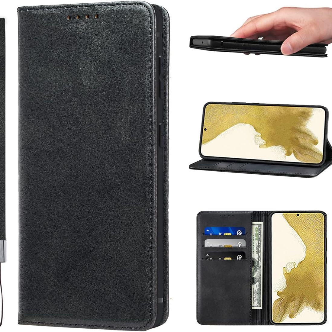 LANJLM Samsung Galaxy A53 5G Case PU Leather Wallet Case Card Holder Shockproof Flip Cover - Brown khaki