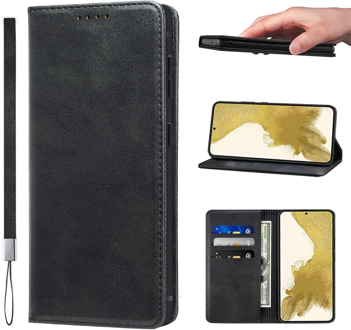 LANJLM Samsung Galaxy A53 5G Case PU Leather Wallet Case Card Holder Shockproof Flip Cover - Brown khaki