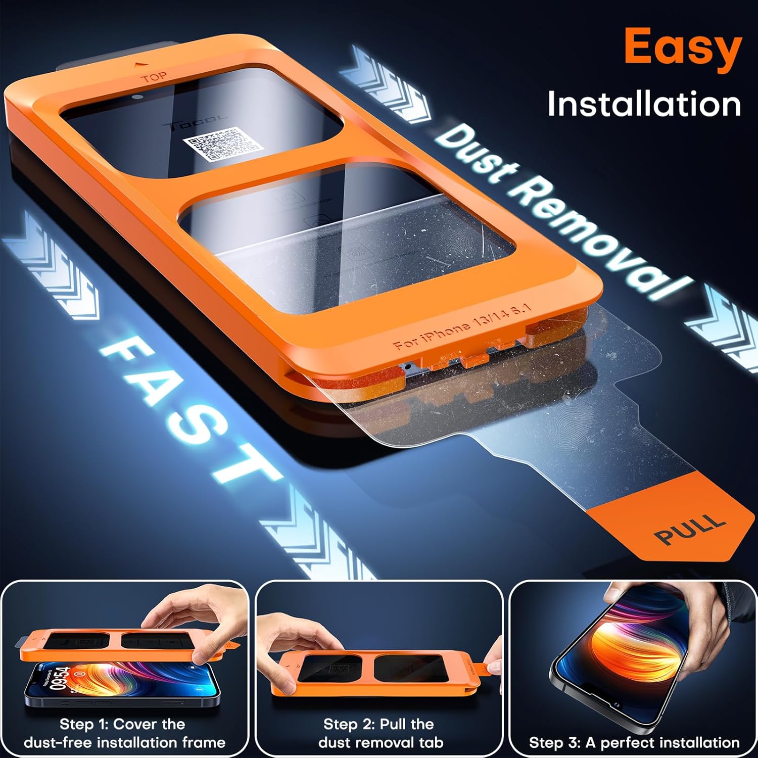 TOCOL 2 Pack for iPhone 15 Pro Screen Protector 6.1 Inch, Easy Installation Full Coverage No Bubbles No Dust Military Grade Shatterproof, 9H Hardness Tempered Glass Screen Protector, Case Friendly