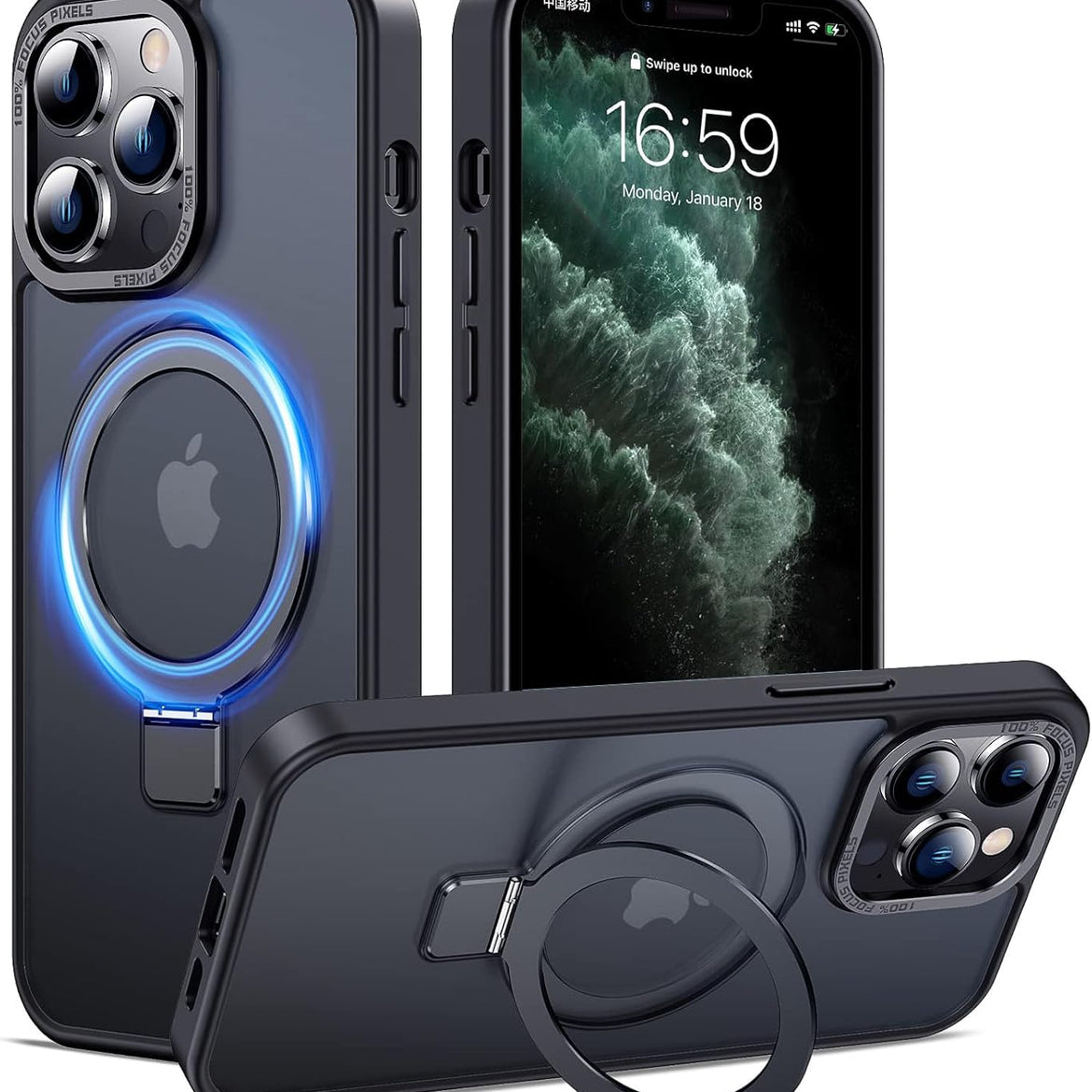Eligo for iPhone 12 Pro Max Magnetic Case with Invisible Stand, Compatible with MagSafe Shockproof Protection Cover, Translucent Matte Slim Phone Case with Magnet for Apple 12 Pro Max (2020)(Black)
