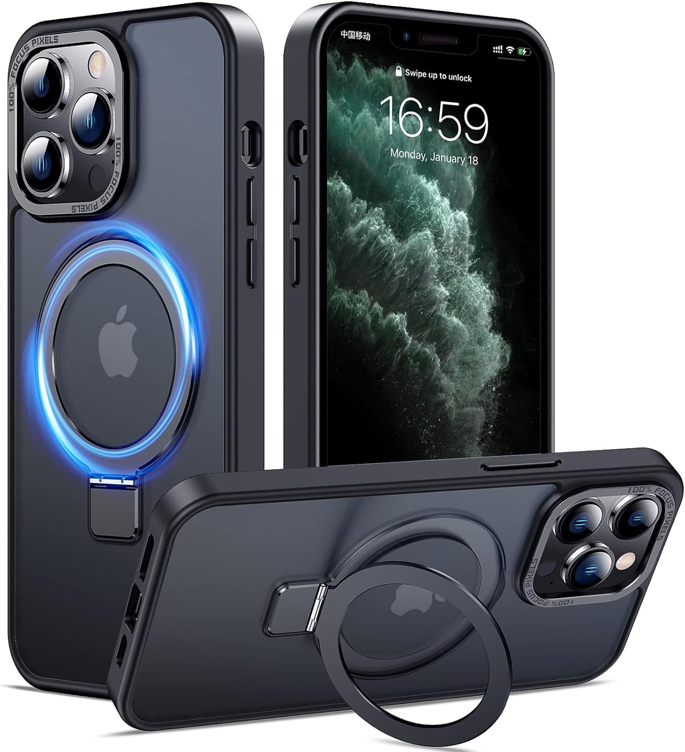 Eligo for iPhone 12 Pro Max Magnetic Case with Invisible Stand, Compatible with MagSafe Shockproof Protection Cover, Translucent Matte Slim Phone Case with Magnet for Apple 12 Pro Max (2020)(Black)