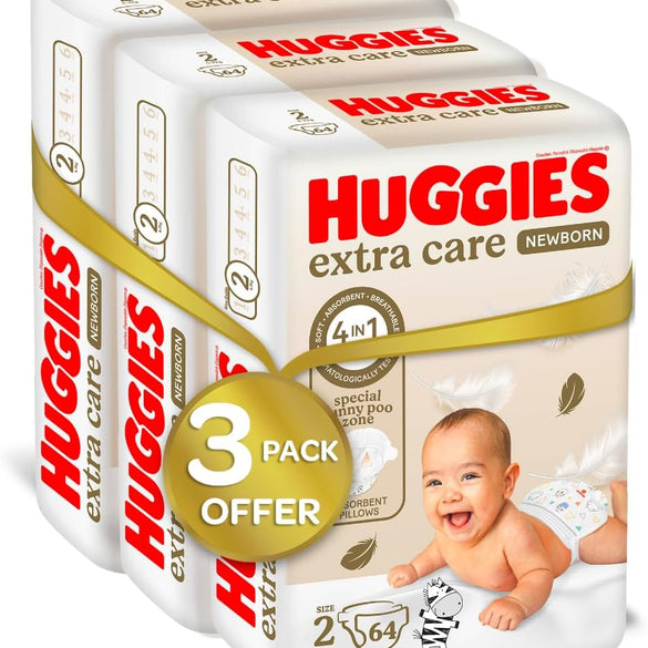 Huggies New Born, Size 2, 4-7 kg, Jumbo Pack, 128 Diapers