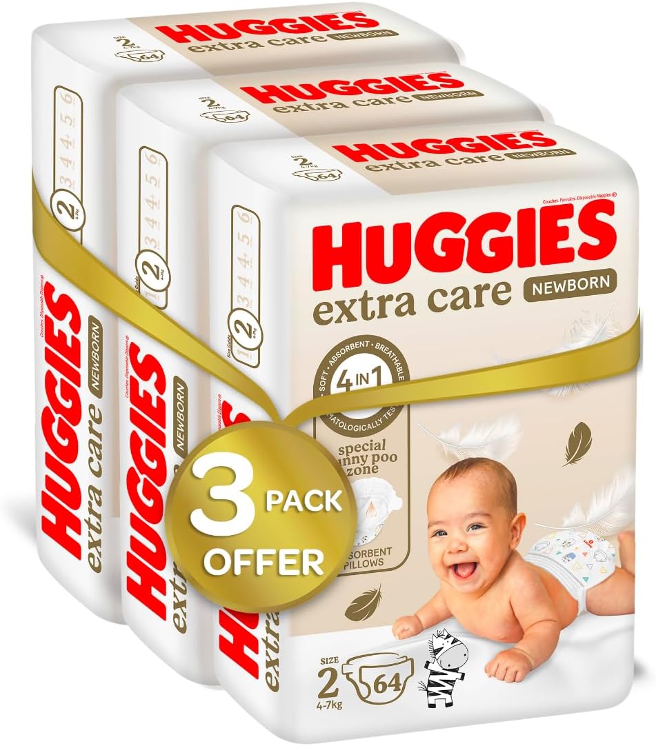 Huggies New Born, Size 2, 4-7 kg, Jumbo Pack, 128 Diapers