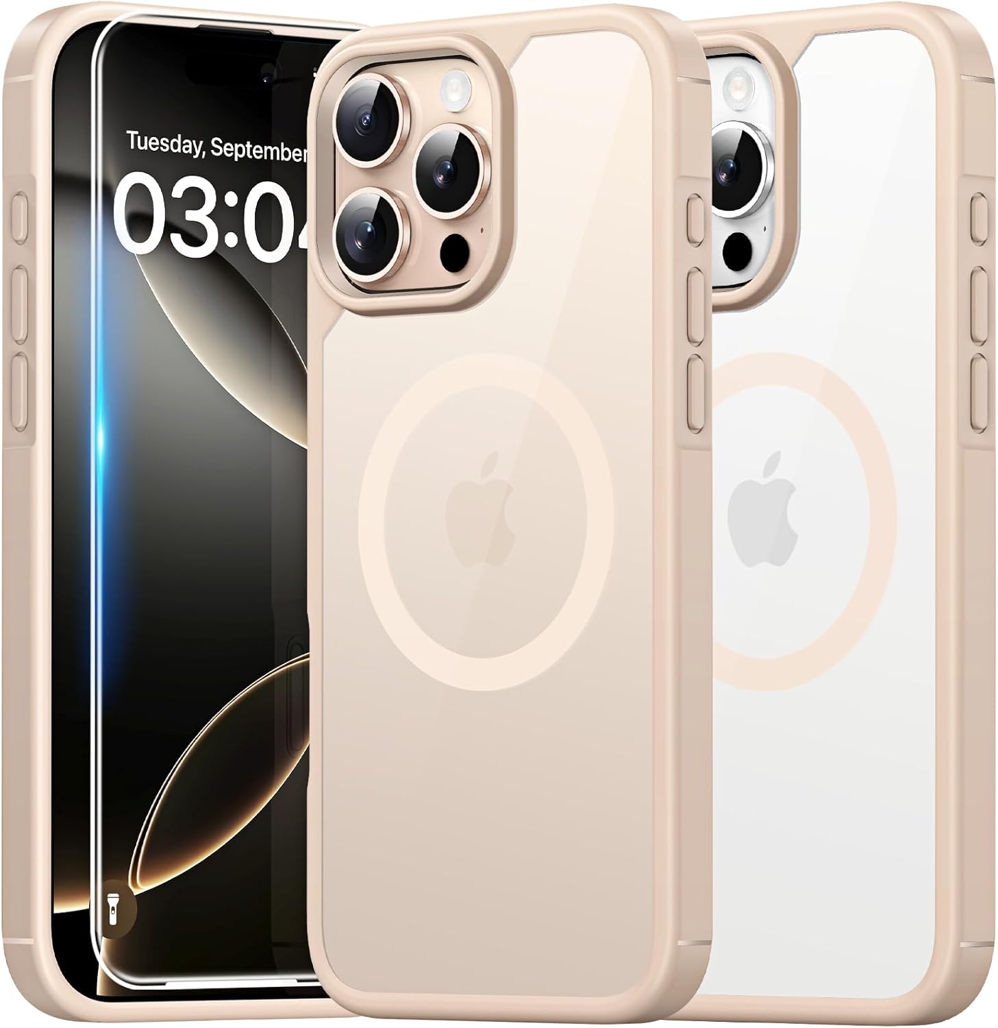 TAURI for iPhone 17 Pro Case with 1-Pack Screen Protector, Camera Lens Full Protection, Military-Grade Protection, Shockproof Transparent Back Bumper Phone Cover - Clear