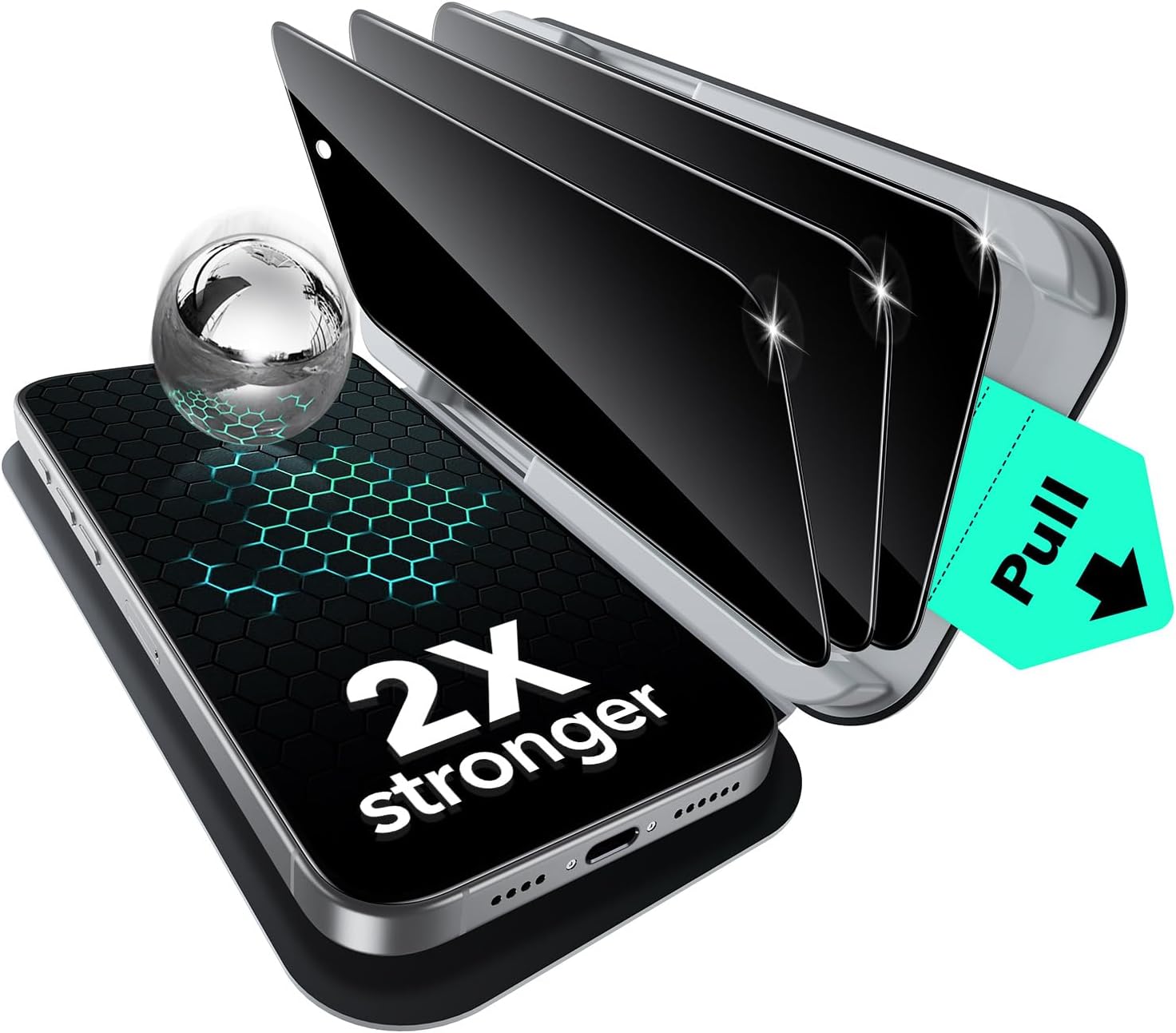 ESR 3 Pack for iPhone 17 Pro Max Screen Protectors Tempered Glass, High Clarity, 9H Hardness Scratch Resistant, Full Coverage, Military-Grade, Shatterproof, Screen Guard with Ultra Fit Tray