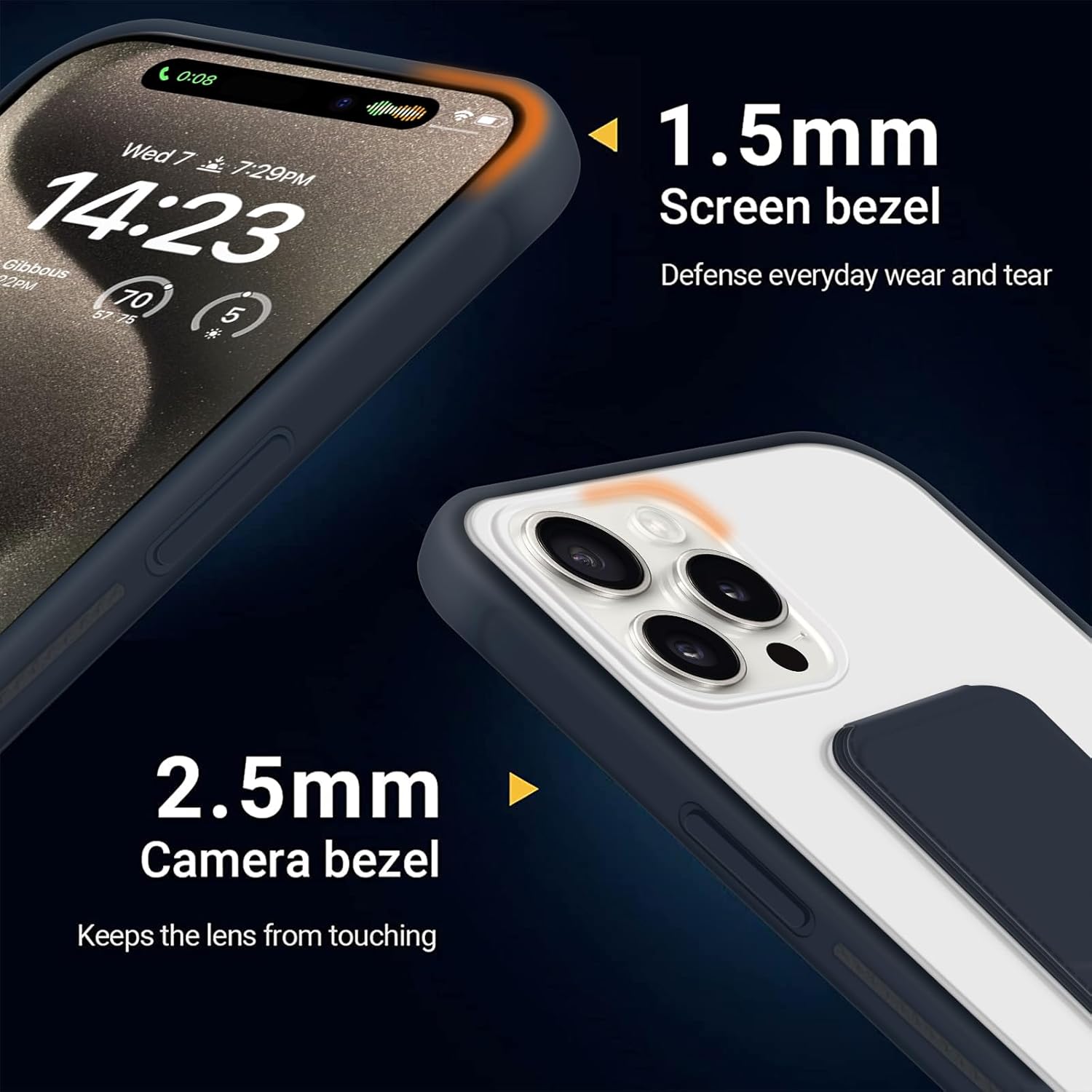 INFOSUN for iPhone 14 Pro Case Stand Cover Matte Cases with Frosted Back Hand Grip Kickstand Cover Holder Shockproof Translucent Design for iPhone 14 Pro (6.1 Inch) (2022) (Black)