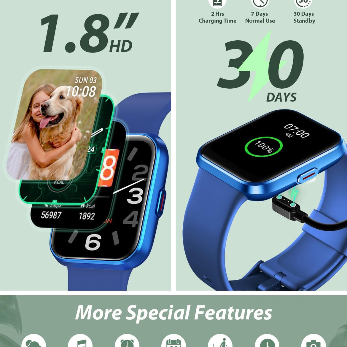 Smart Watch for Men Women (Answer/Make Call), Alexa Built-in, 1.8" Touch Screen Fitness Watch with SpO2 Sleep Monitor, 100 Sport, IP68 Waterproof Step Counter Smartwatch for iOS Android