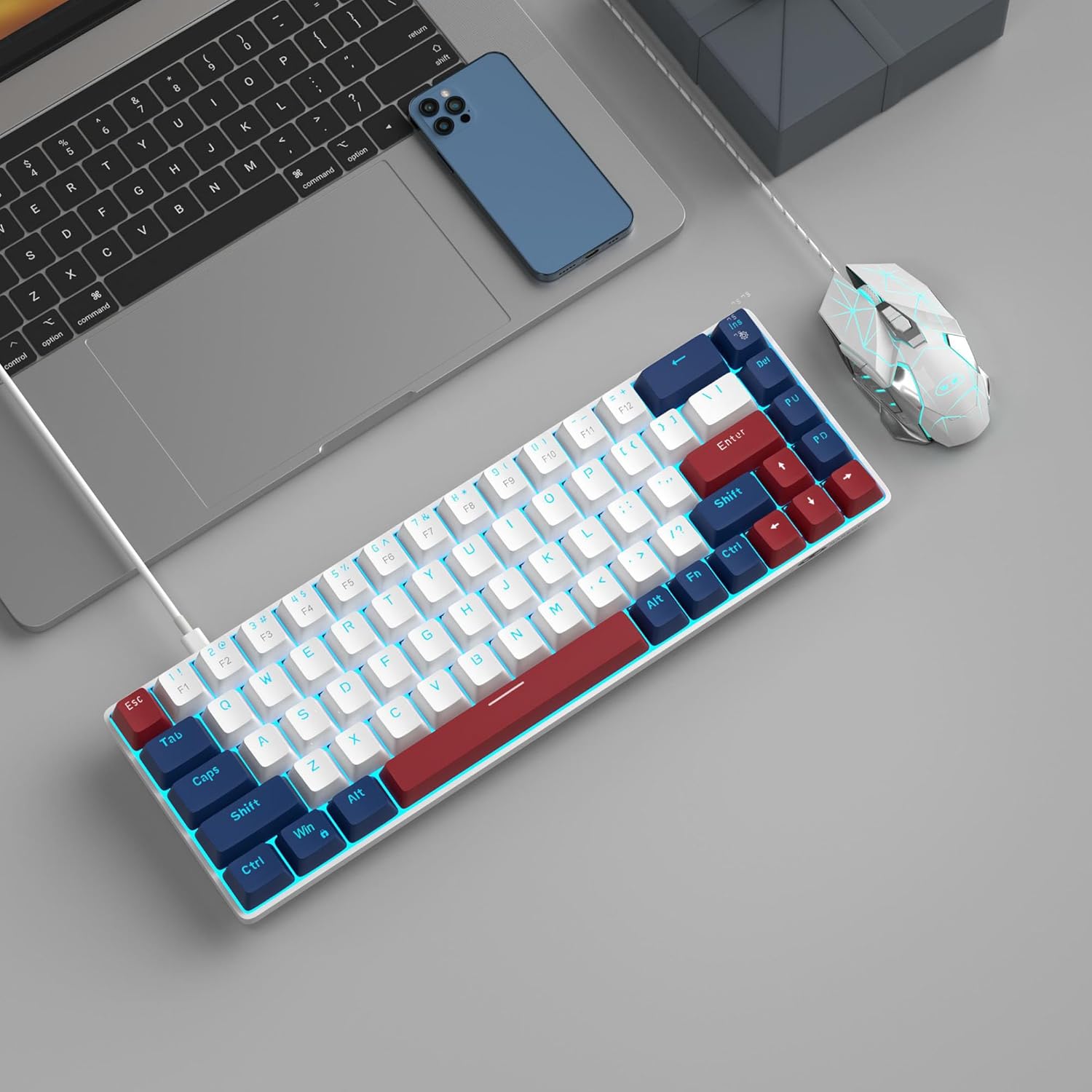 MageGee Portable 60% Mechanical Gaming Keyboard (Grey/Blue Switch)