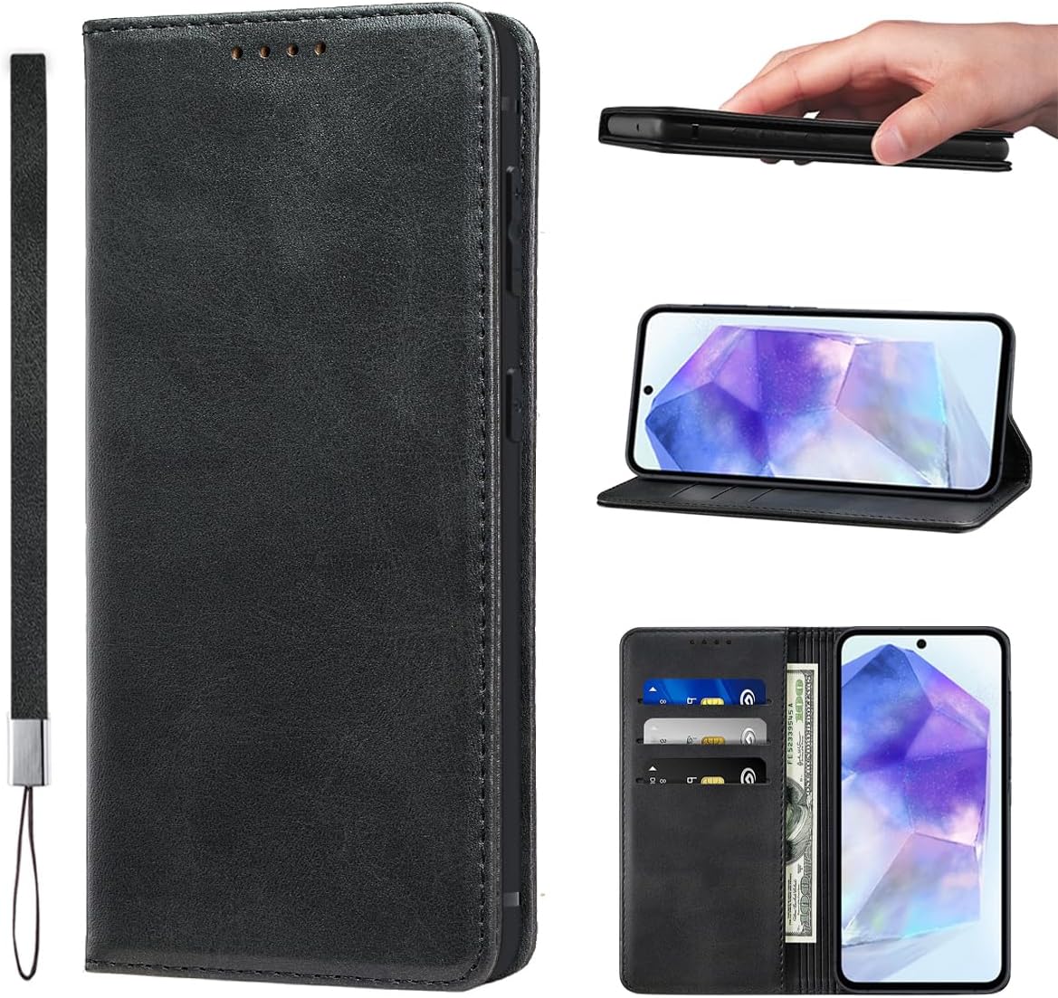 LANJLM Samsung Galaxy A53 5G Case PU Leather Wallet Case Card Holder Shockproof Flip Cover - Brown khaki