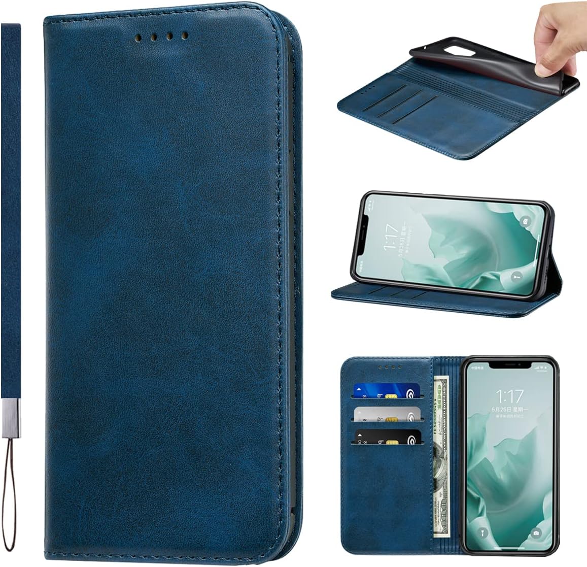 LANJLM Samsung Galaxy A53 5G Case PU Leather Wallet Case Card Holder Shockproof Flip Cover - Brown khaki