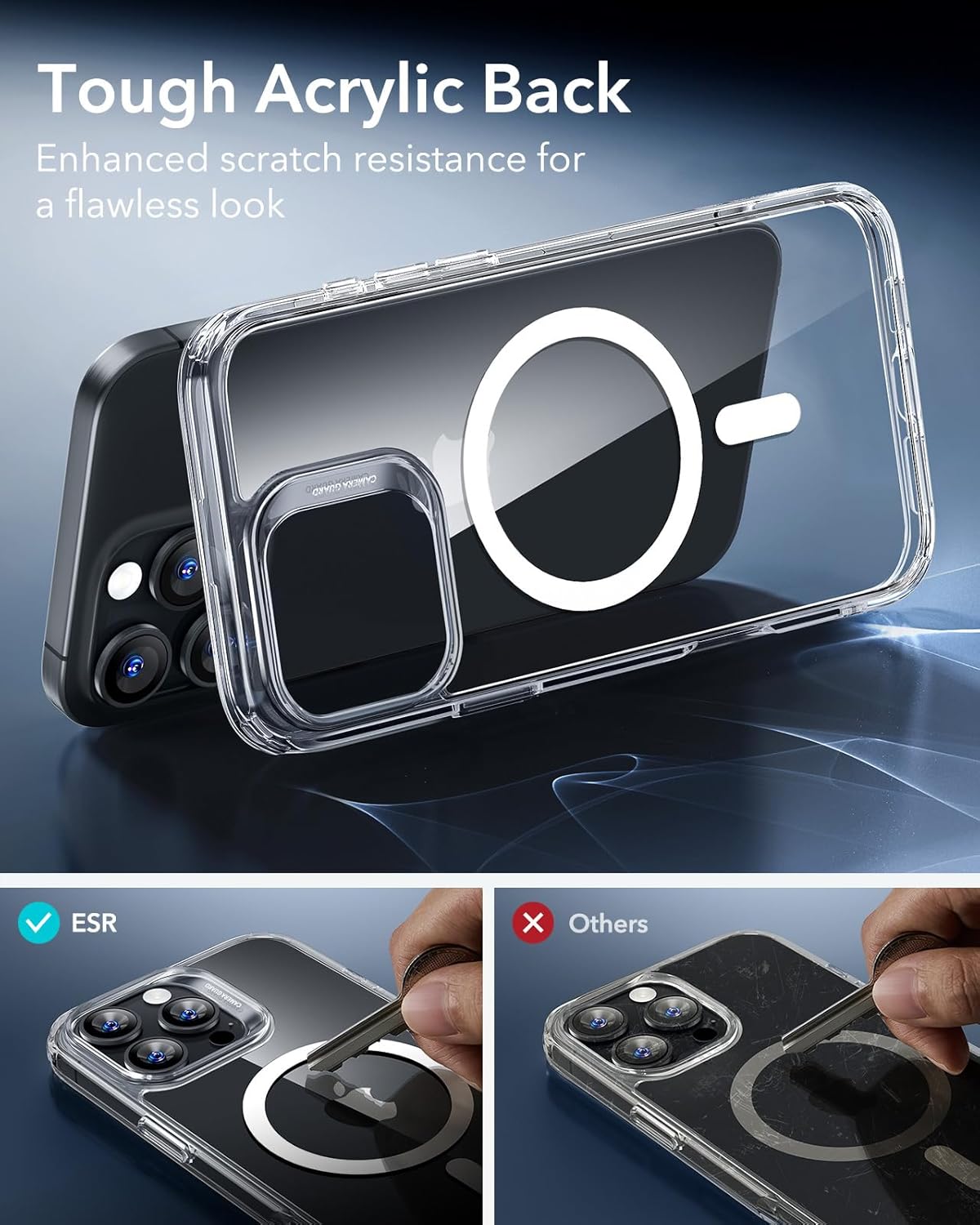 ESR for iPhone 17 Pro Case, Camera Control Cover, Compatible with MagSafe Accessories, Military-Grade Drop Protection, Shock-Absorbing Air Guard Corners, Hybrid Series, Clear