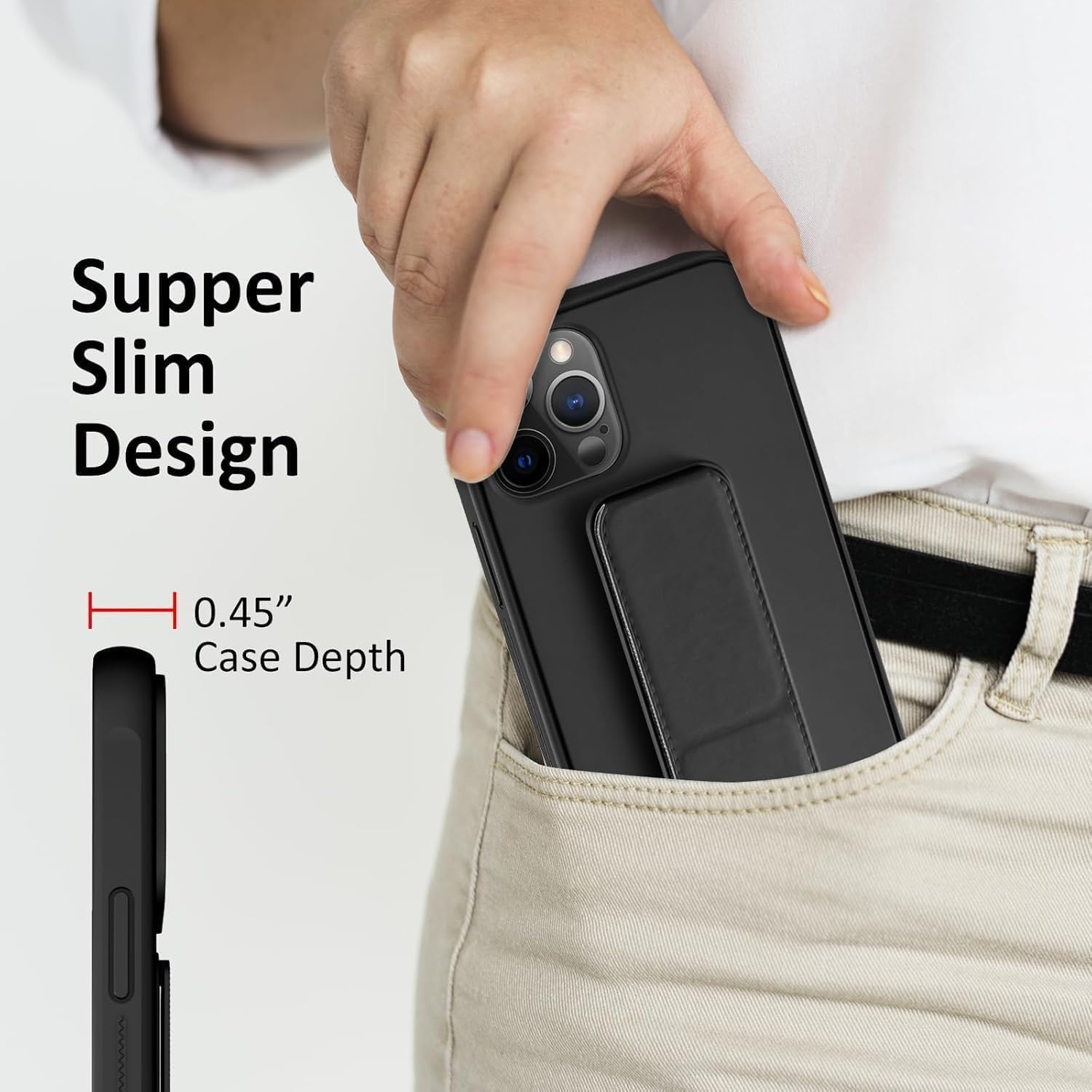 Compatible with iPhone 14 Plus Case with Stand, Multi-Functional Magnetic Vertical & Horizontal Kickstand Protective Phone Case, Candy Color Slim Cute Hybrid Cover (Black, iphone 14 plus)