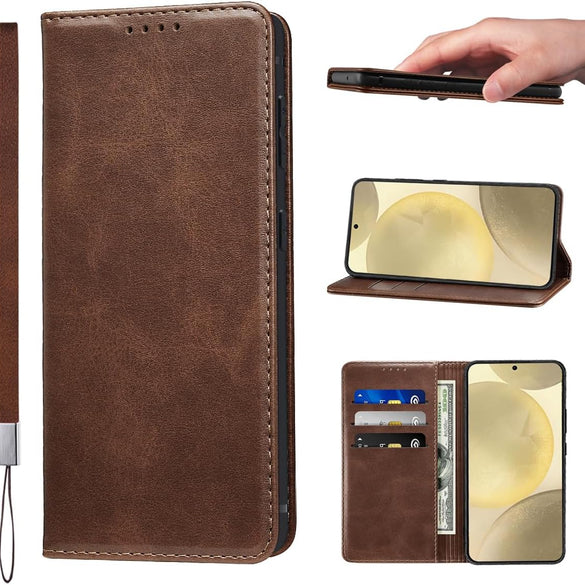 LANJLM Samsung Galaxy A53 5G Case PU Leather Wallet Case Card Holder Shockproof Flip Cover - Brown khaki