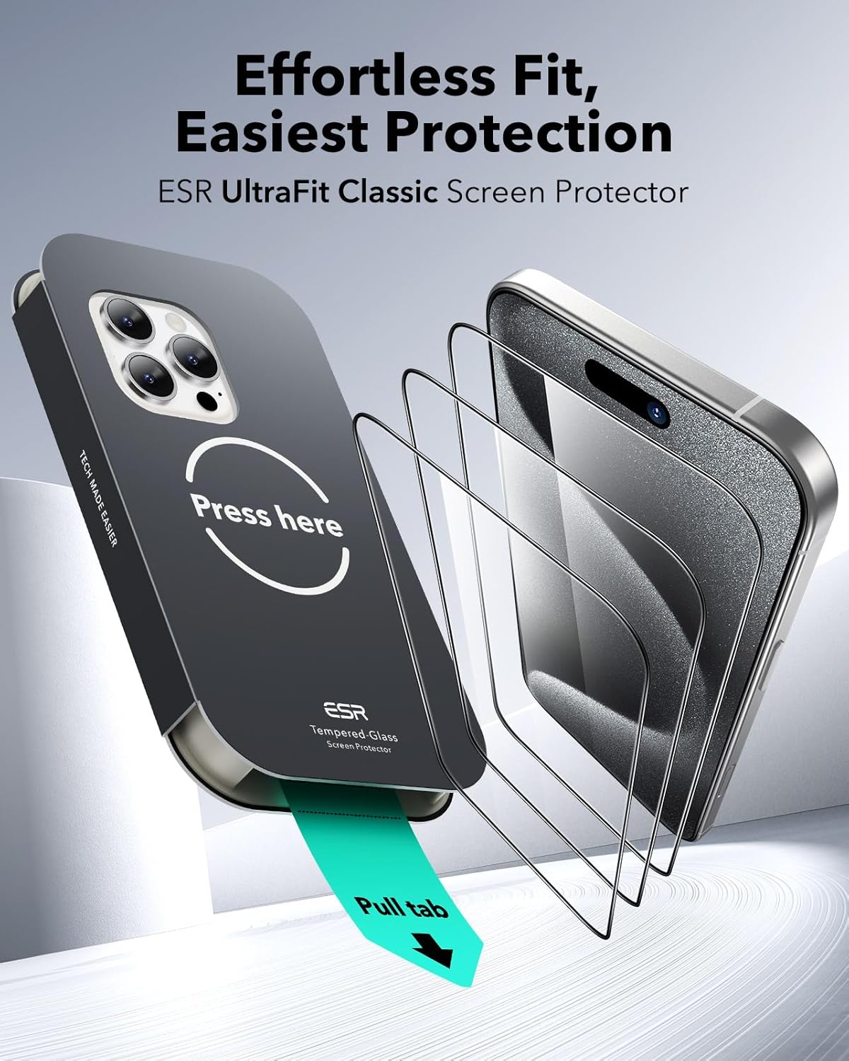 ESR 3 Pack for iPhone 17 Pro Max Screen Protectors Tempered Glass, High Clarity, 9H Hardness Scratch Resistant, Full Coverage, Military-Grade, Shatterproof, Screen Guard with Ultra Fit Tray