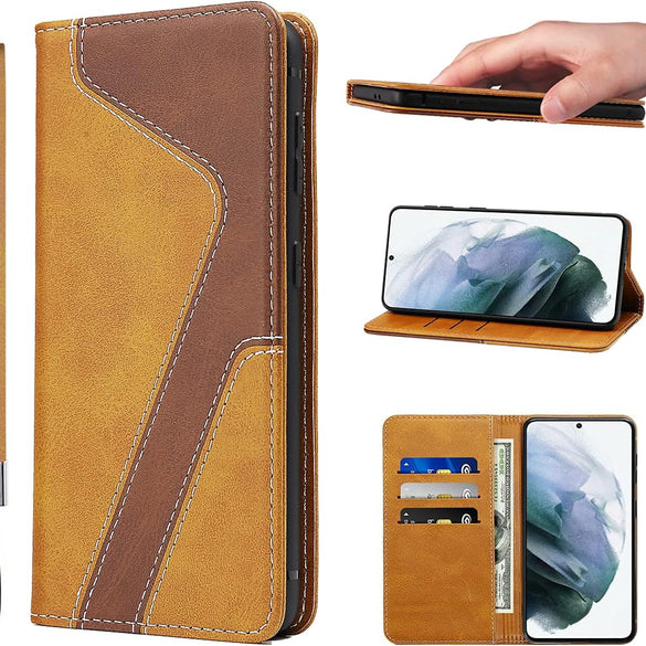 LANJLM Samsung Galaxy A53 5G Case PU Leather Wallet Case Card Holder Shockproof Flip Cover - Brown khaki