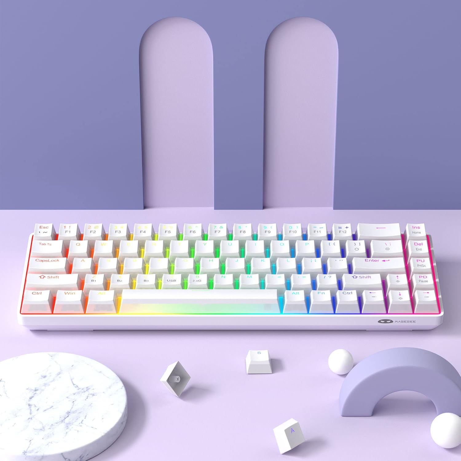MageGee Portable 60% Mechanical Gaming Keyboard (Grey/Blue Switch)