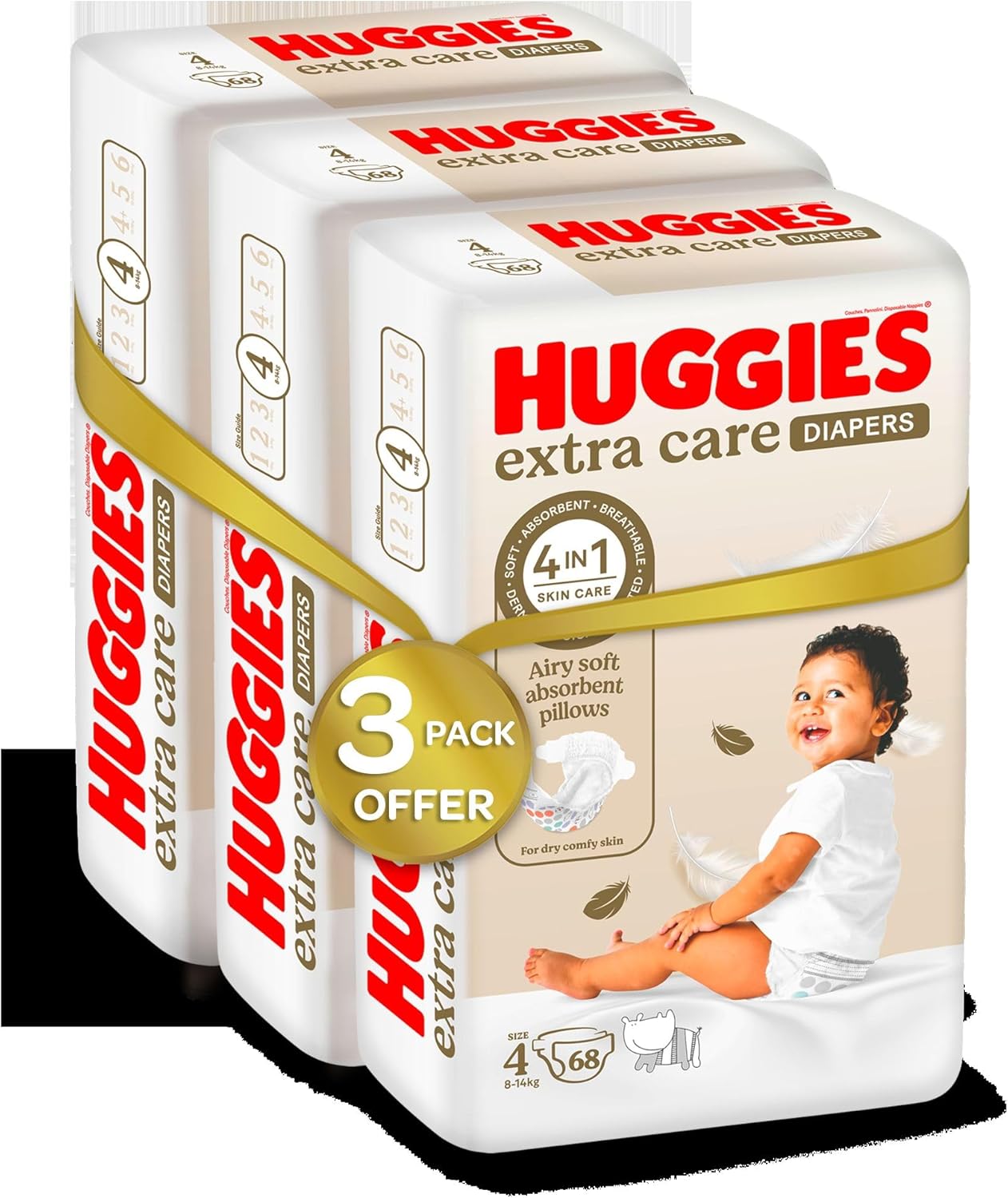 Huggies Extra Care, Size 4, 8-14 kg, Twin Jumbo Pack, 136 Diapers