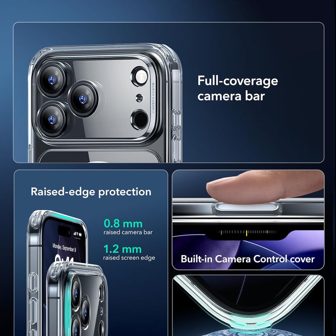 ESR for iPhone 17 Pro Case, Camera Control Cover, Compatible with MagSafe Accessories, Military-Grade Drop Protection, Shock-Absorbing Air Guard Corners, Hybrid Series, Clear
