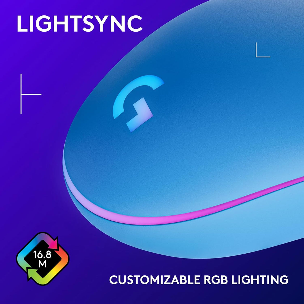 Logitech G203 Wired Gaming Mouse, 8,000 Dpi, Rainbow Optical Effect Lightsync Rgb, 6 Programmable Buttons, On-Board Memory, Screen Mapping, Pc/Mac Computer And Laptop Compatible - Black