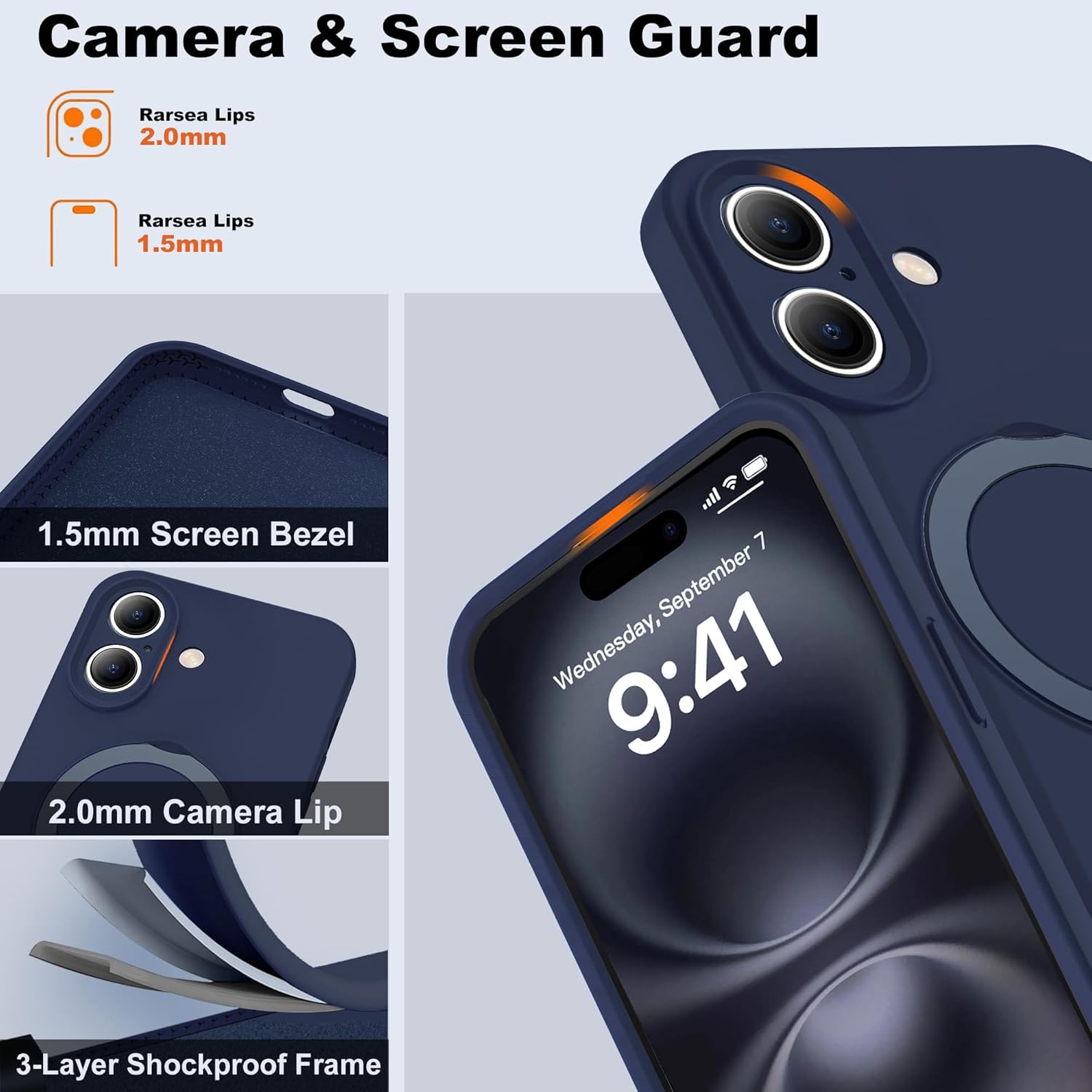 Eligo for iPhone 14 Pro Case, Compatible with MagSafe, with Magnetic Invisible Stand,【Shockproof Military-Grade Protection】Soft Silicone Phone Cover with Kickstand for Apple 14 Pro (Black)