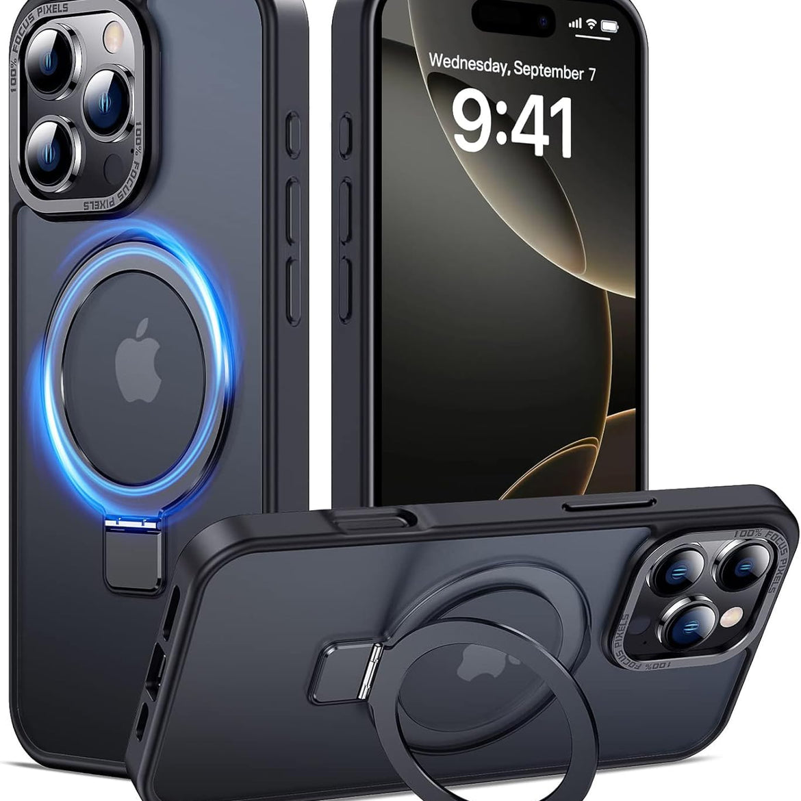 Eligo for iPhone 12 Pro Max Magnetic Case with Invisible Stand, Compatible with MagSafe Shockproof Protection Cover, Translucent Matte Slim Phone Case with Magnet for Apple 12 Pro Max (2020)(Black)
