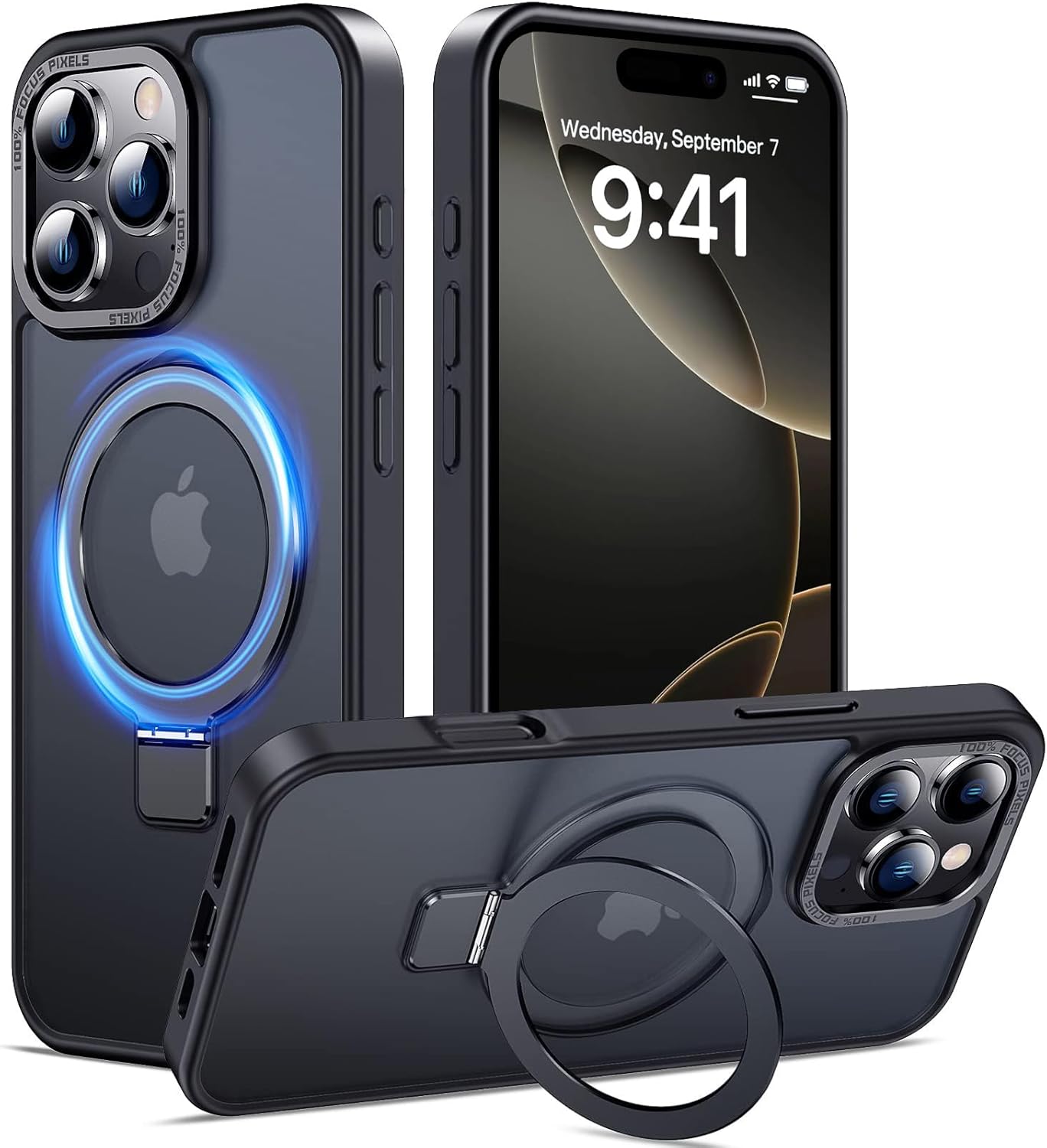 Eligo for iPhone 12 Pro Max Magnetic Case with Invisible Stand, Compatible with MagSafe Shockproof Protection Cover, Translucent Matte Slim Phone Case with Magnet for Apple 12 Pro Max (2020)(Black)