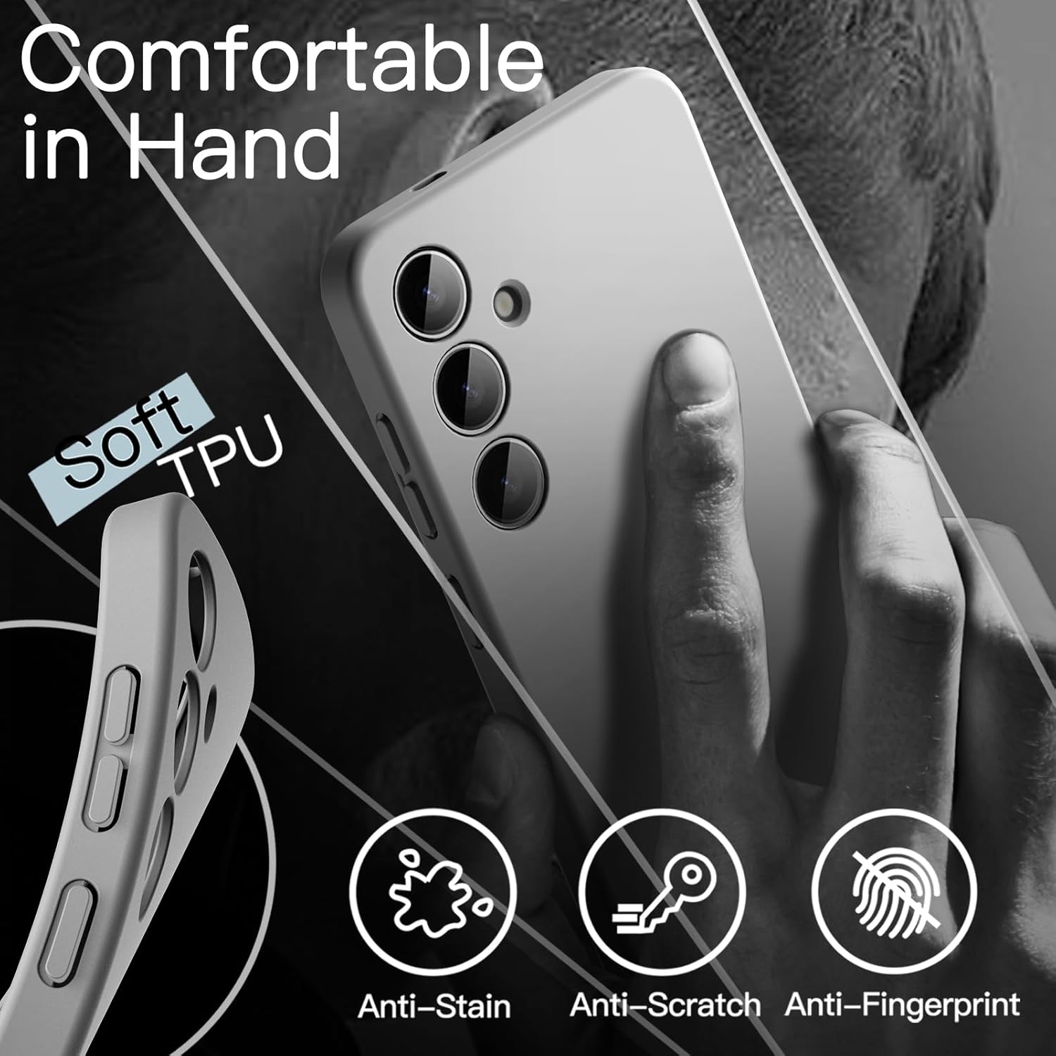 JETech Slim Fit Case for Samsung Galaxy S24 5G, Camera Lens Full Protection, Soft TPU Thin Protective Phone Cover with Matte Finish, Shockproof (Black)