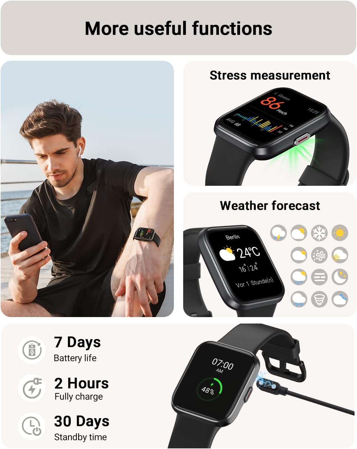Smart Watch for Men Women (Answer/Make Call), Alexa Built-in, 1.8" Touch Screen Fitness Watch with SpO2 Sleep Monitor, 100 Sport, IP68 Waterproof Step Counter Smartwatch for iOS Android