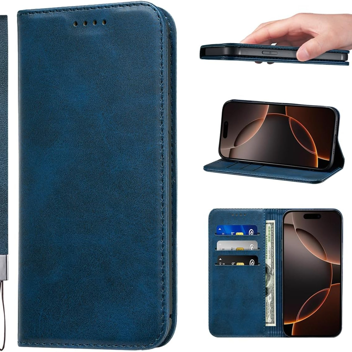 LANJLM Samsung Galaxy A53 5G Case PU Leather Wallet Case Card Holder Shockproof Flip Cover - Brown khaki