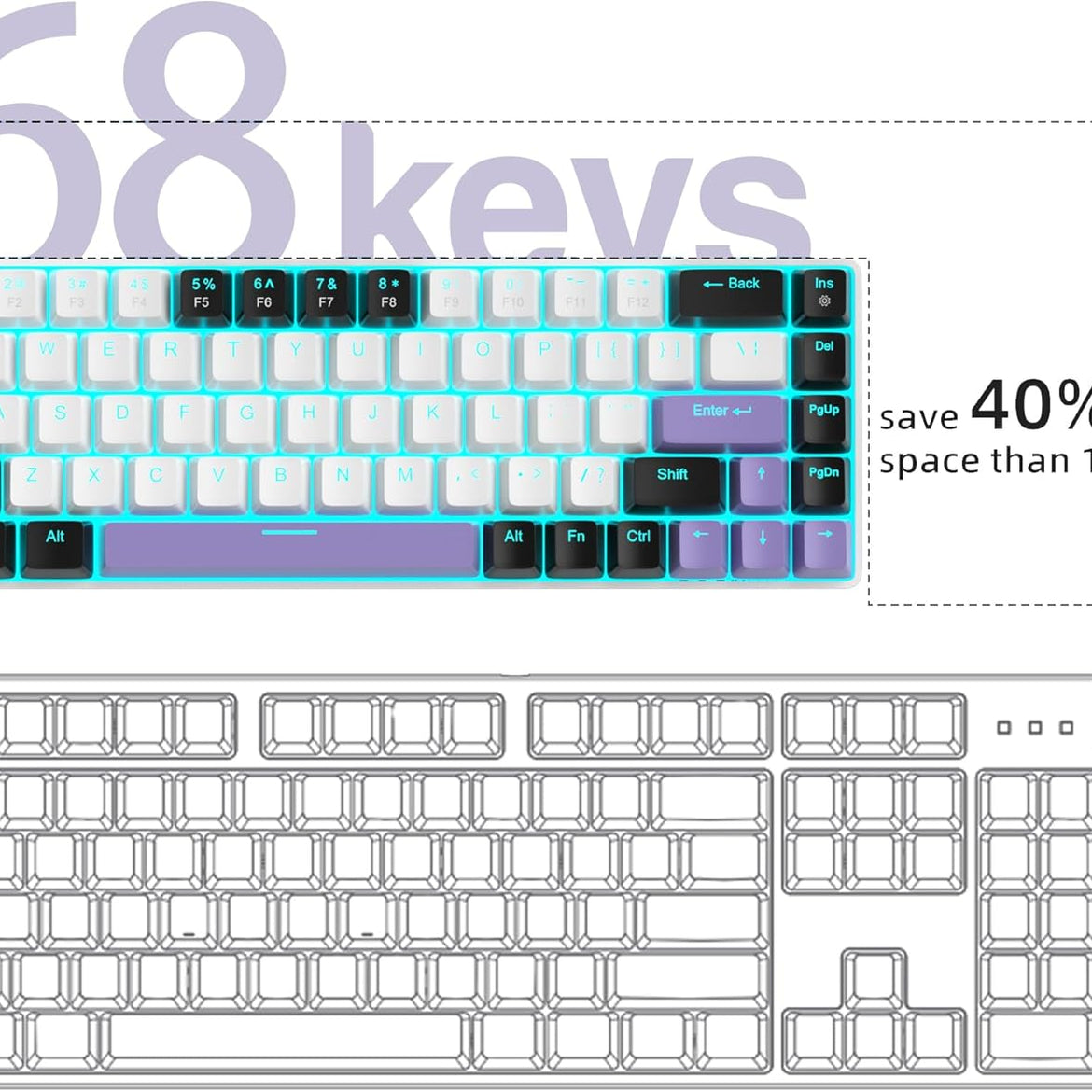 MageGee Portable 60% Mechanical Gaming Keyboard (Grey/Blue Switch)