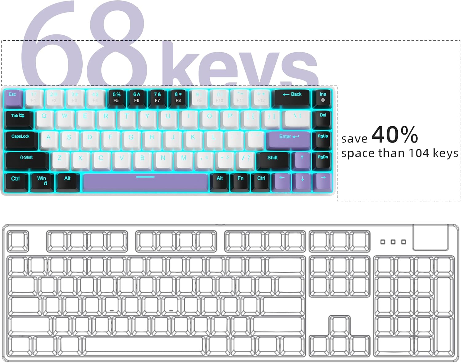 MageGee Portable 60% Mechanical Gaming Keyboard (Grey/Blue Switch)