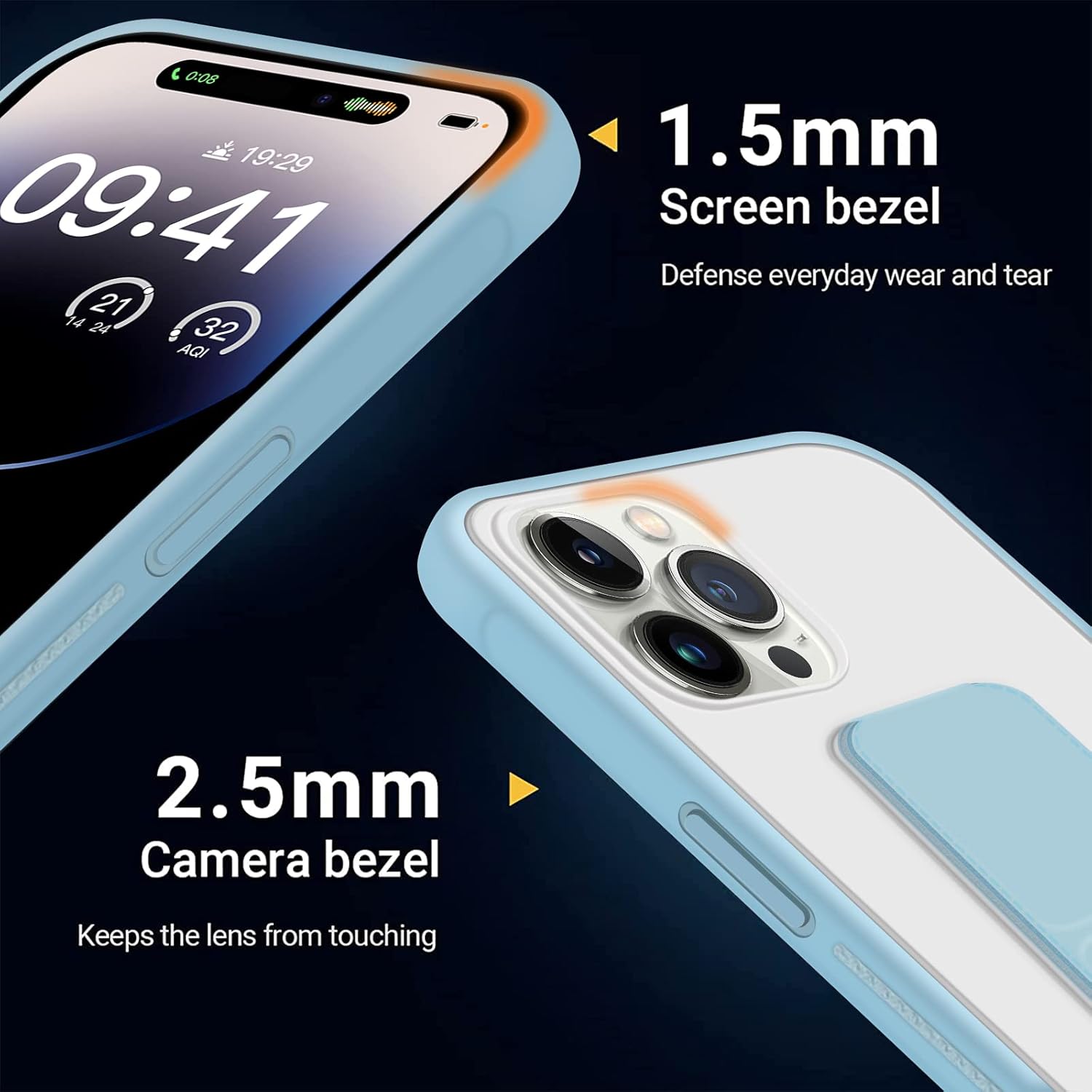 INFOSUN for iPhone 14 Pro Case Stand Cover Matte Cases with Frosted Back Hand Grip Kickstand Cover Holder Shockproof Translucent Design for iPhone 14 Pro (6.1 Inch) (2022) (Black)