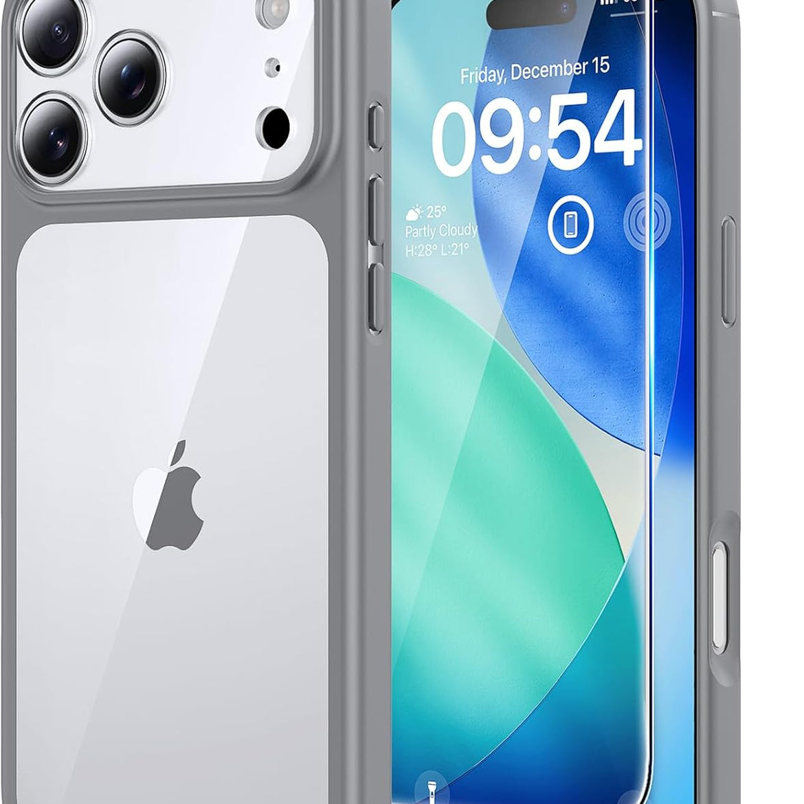 TAURI for iPhone 17 Pro Case with 1-Pack Screen Protector, Camera Lens Full Protection, Military-Grade Protection, Shockproof Transparent Back Bumper Phone Cover - Clear