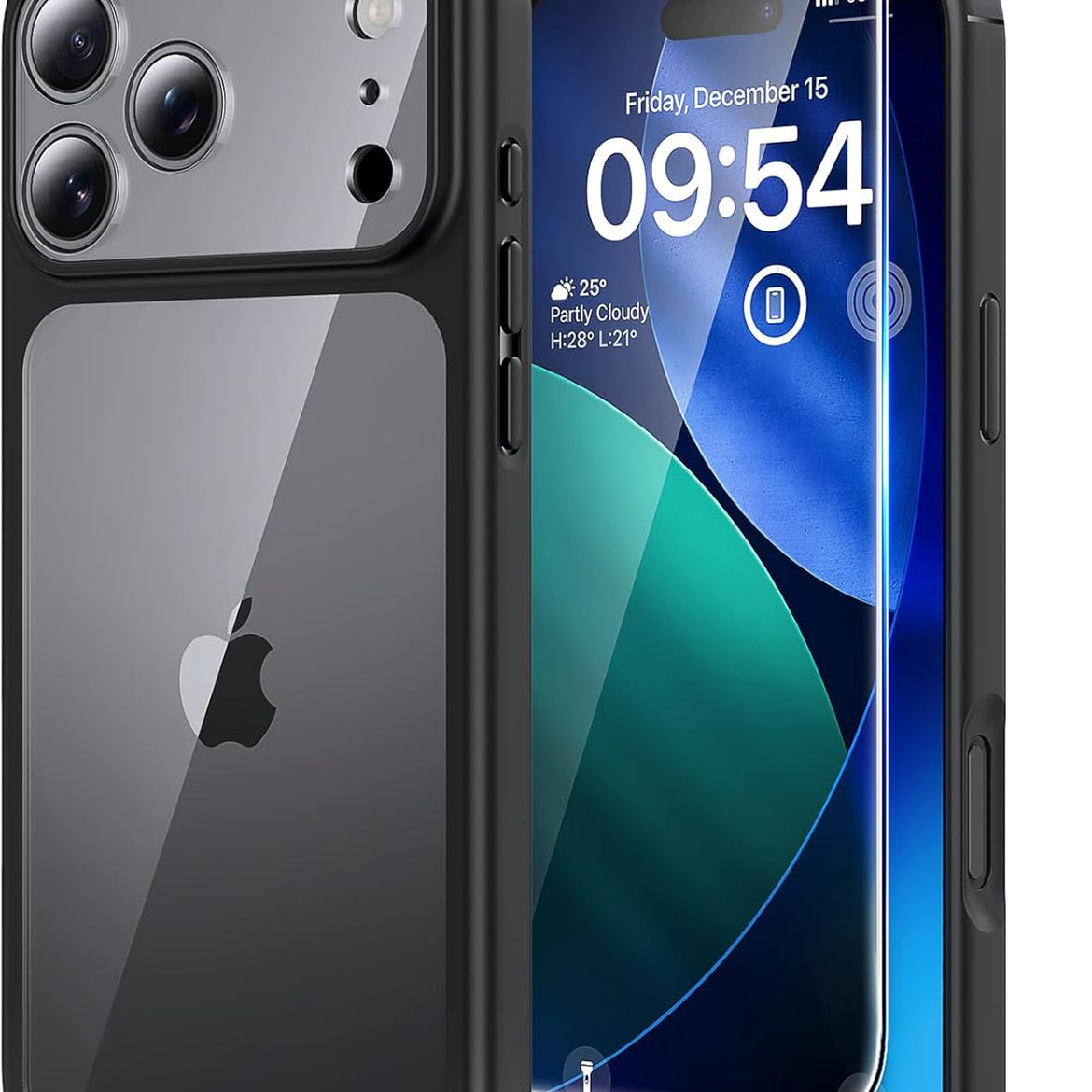 TAURI for iPhone 17 Pro Case with 1-Pack Screen Protector, Camera Lens Full Protection, Military-Grade Protection, Shockproof Transparent Back Bumper Phone Cover - Clear