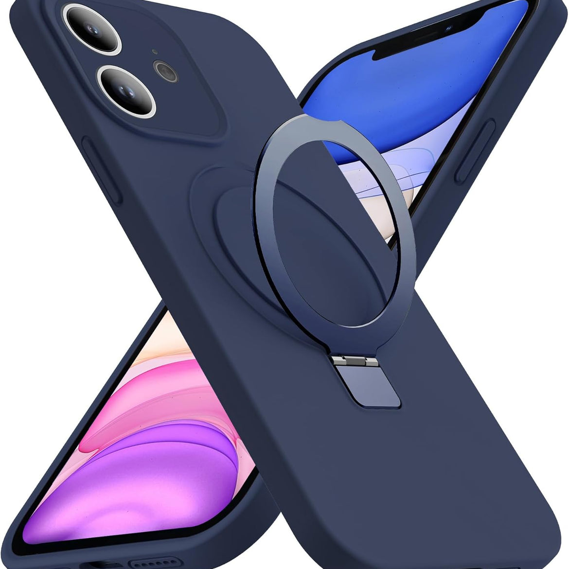 Eligo for iPhone 14 Pro Case, Compatible with MagSafe, with Magnetic Invisible Stand,【Shockproof Military-Grade Protection】Soft Silicone Phone Cover with Kickstand for Apple 14 Pro (Black)