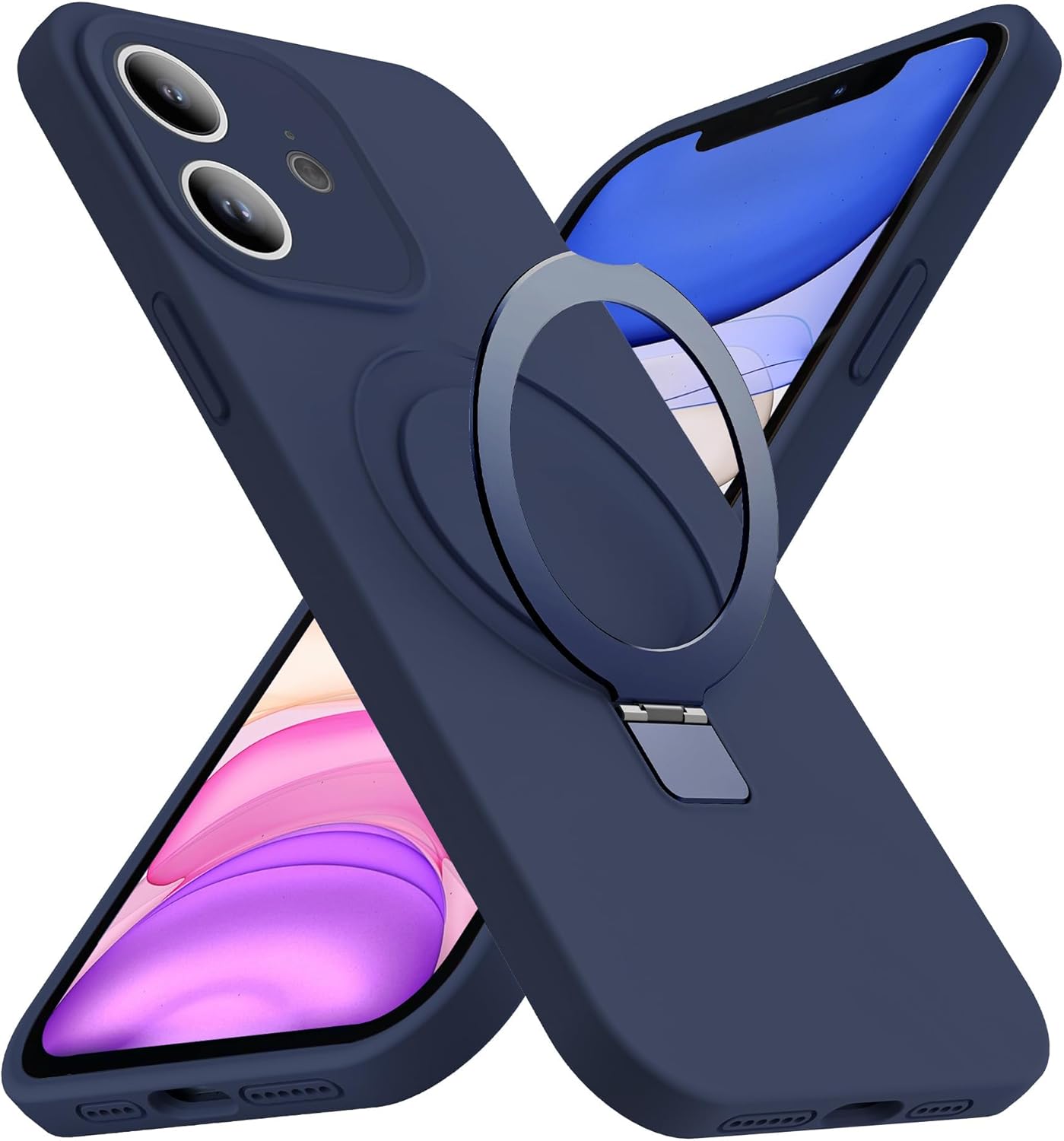 Eligo for iPhone 14 Pro Case, Compatible with MagSafe, with Magnetic Invisible Stand,【Shockproof Military-Grade Protection】Soft Silicone Phone Cover with Kickstand for Apple 14 Pro (Black)