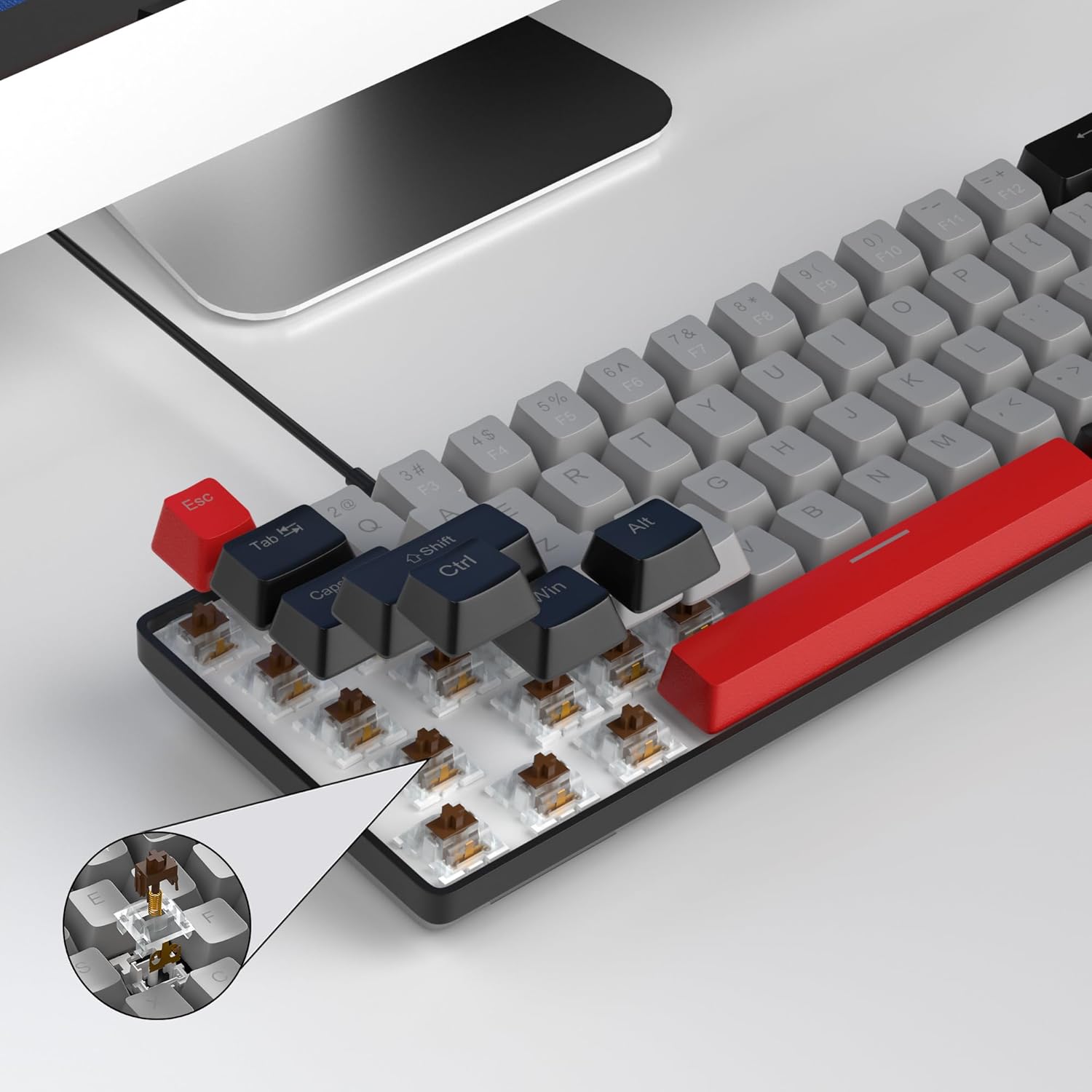 MageGee Portable 60% Mechanical Gaming Keyboard (Grey/Blue Switch)