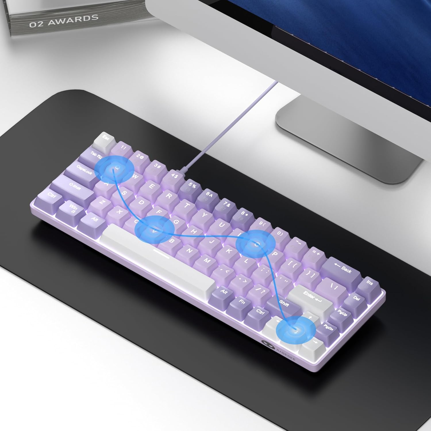 MageGee Portable 60% Mechanical Gaming Keyboard (Grey/Blue Switch)