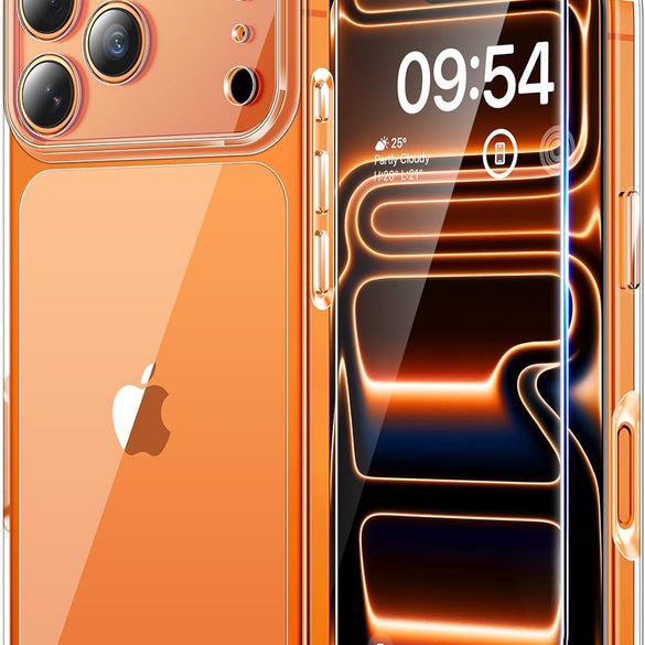 TAURI for iPhone 17 Pro Case with 1-Pack Screen Protector, Camera Lens Full Protection, Military-Grade Protection, Shockproof Transparent Back Bumper Phone Cover - Clear