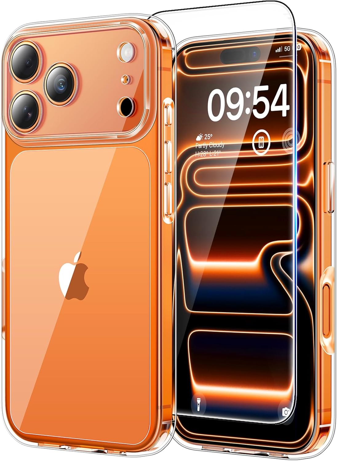 TAURI for iPhone 17 Pro Case with 1-Pack Screen Protector, Camera Lens Full Protection, Military-Grade Protection, Shockproof Transparent Back Bumper Phone Cover - Clear