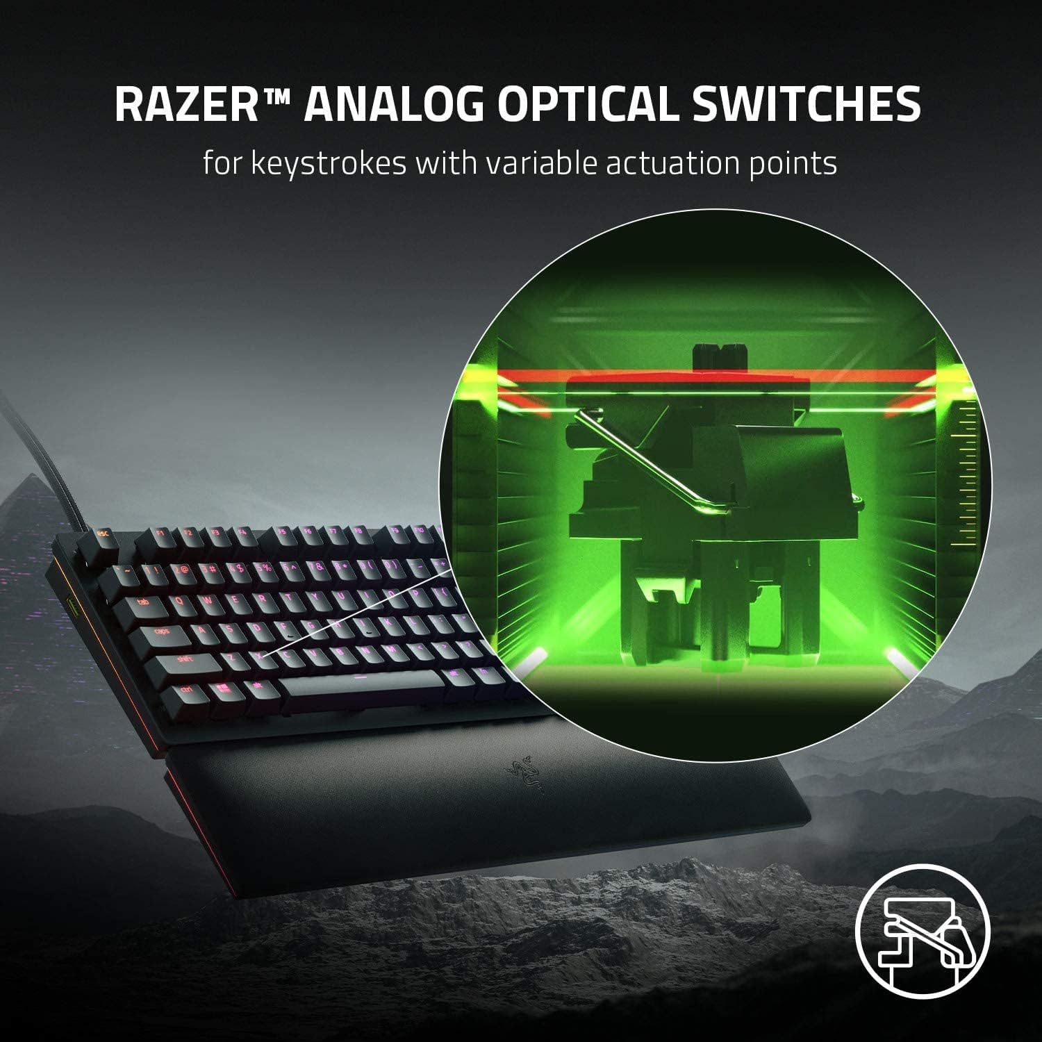 Razer Huntsman Mini 60% Compact Gaming Keyboard: Purple Switch, Clicky Optical-Mechanical Switches, Doubleshot PBT Keycaps, Detachable USB-C Cable, US Layout - Black
