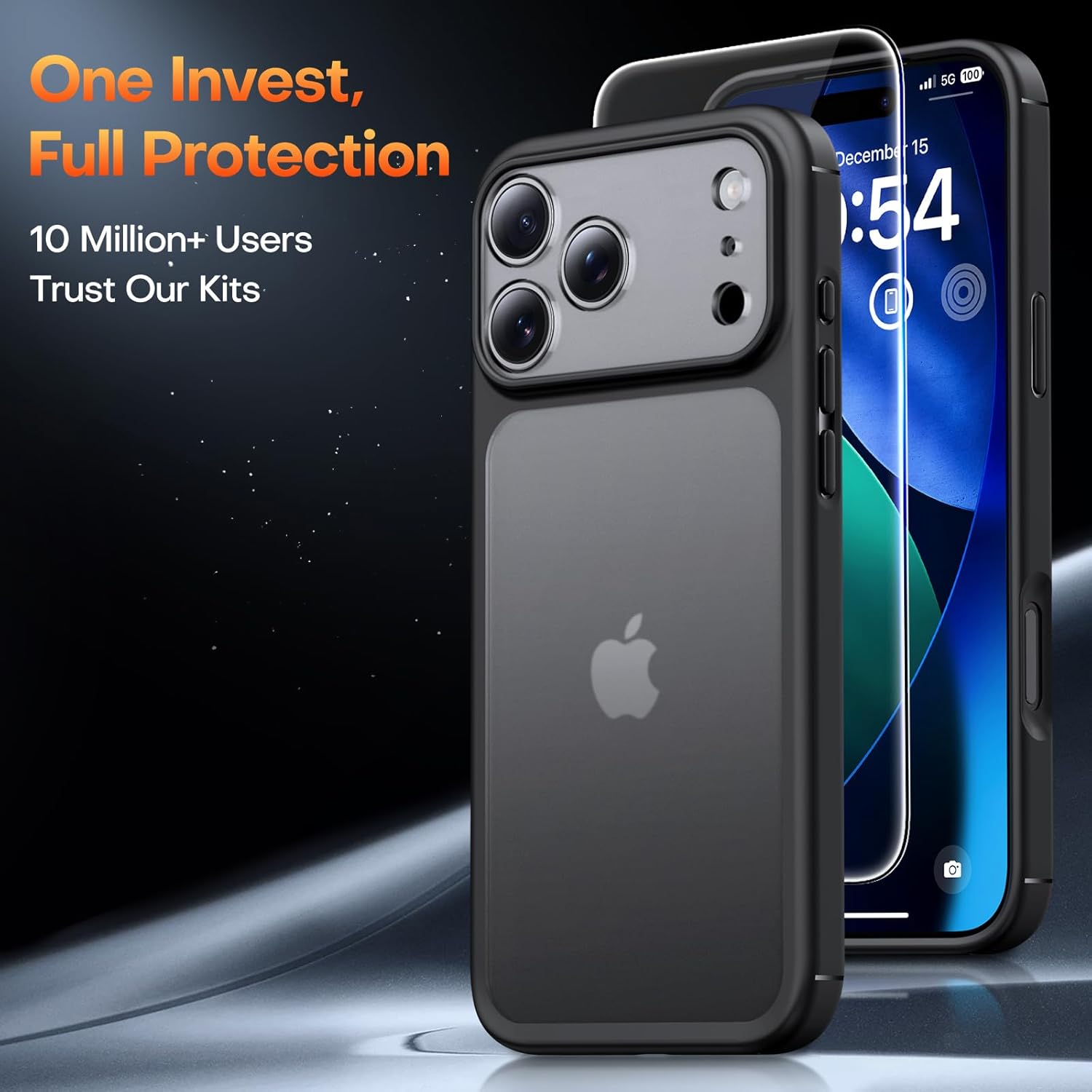 TAURI for iPhone 17 Pro Case with 1-Pack Screen Protector, Camera Lens Full Protection, Military-Grade Protection, Shockproof Transparent Back Bumper Phone Cover - Clear