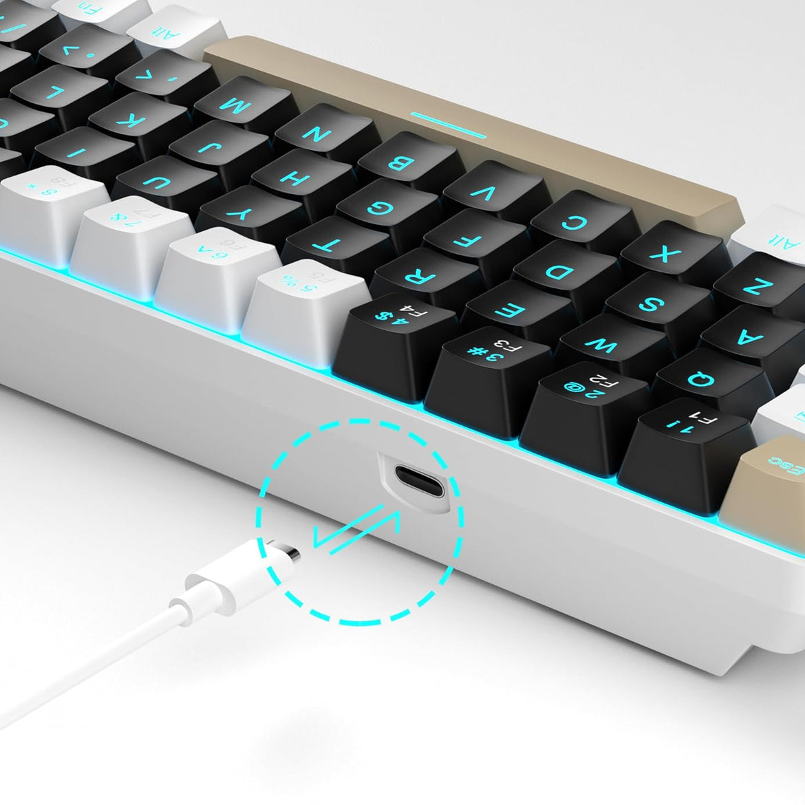 MageGee Portable 60% Mechanical Gaming Keyboard (Grey/Blue Switch)