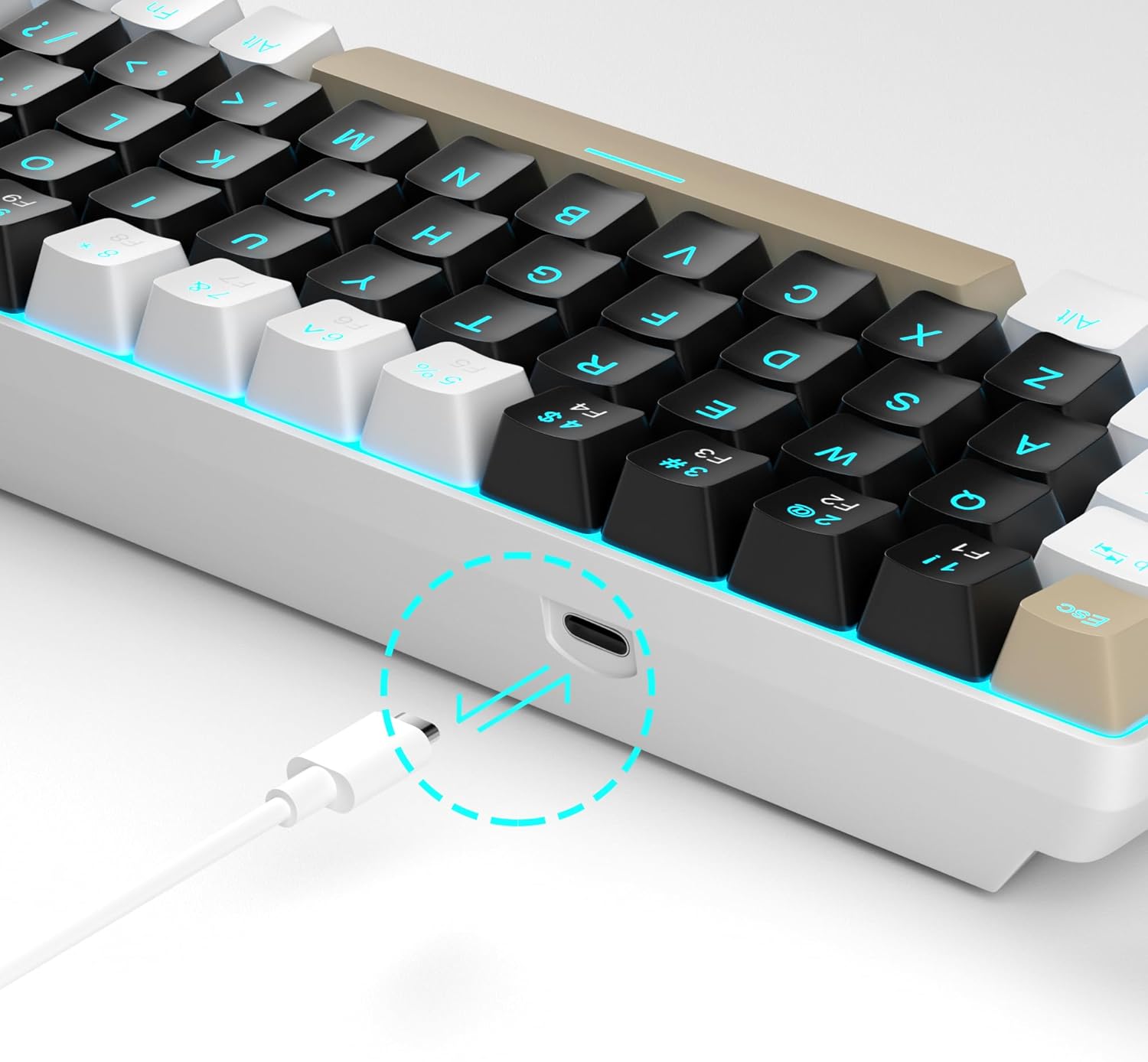 MageGee Portable 60% Mechanical Gaming Keyboard (Grey/Blue Switch)