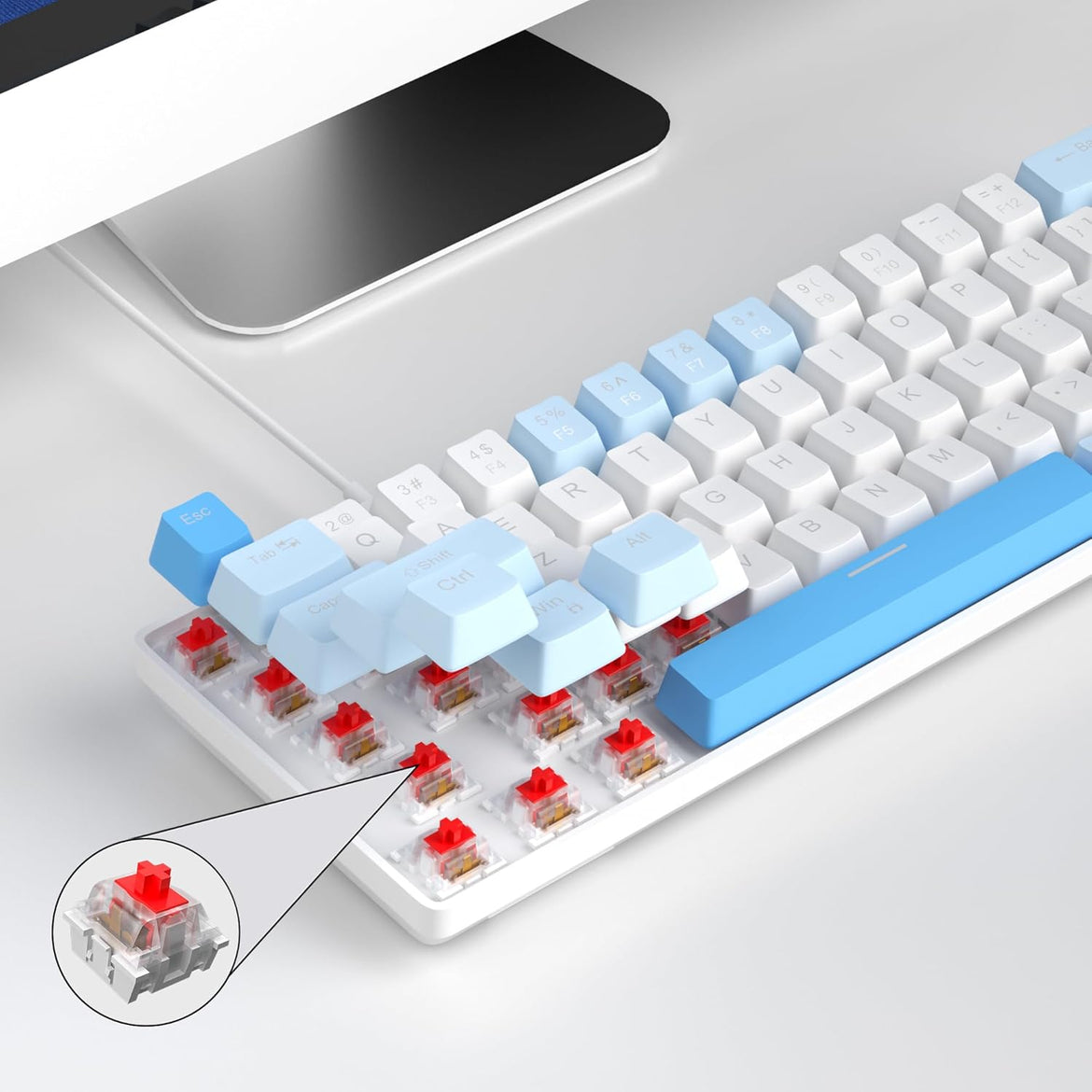 MageGee Portable 60% Mechanical Gaming Keyboard (Grey/Blue Switch)