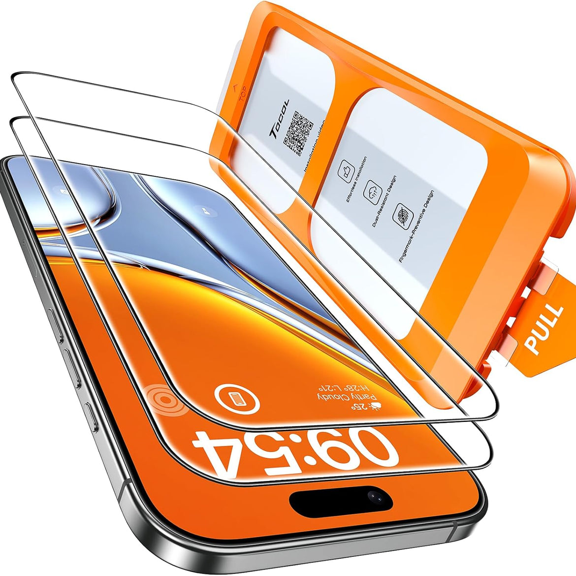 TOCOL 2 Pack for iPhone 15 Pro Screen Protector 6.1 Inch, Easy Installation Full Coverage No Bubbles No Dust Military Grade Shatterproof, 9H Hardness Tempered Glass Screen Protector, Case Friendly