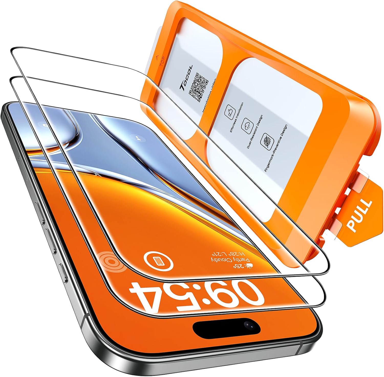 TOCOL 2 Pack for iPhone 15 Pro Screen Protector 6.1 Inch, Easy Installation Full Coverage No Bubbles No Dust Military Grade Shatterproof, 9H Hardness Tempered Glass Screen Protector, Case Friendly